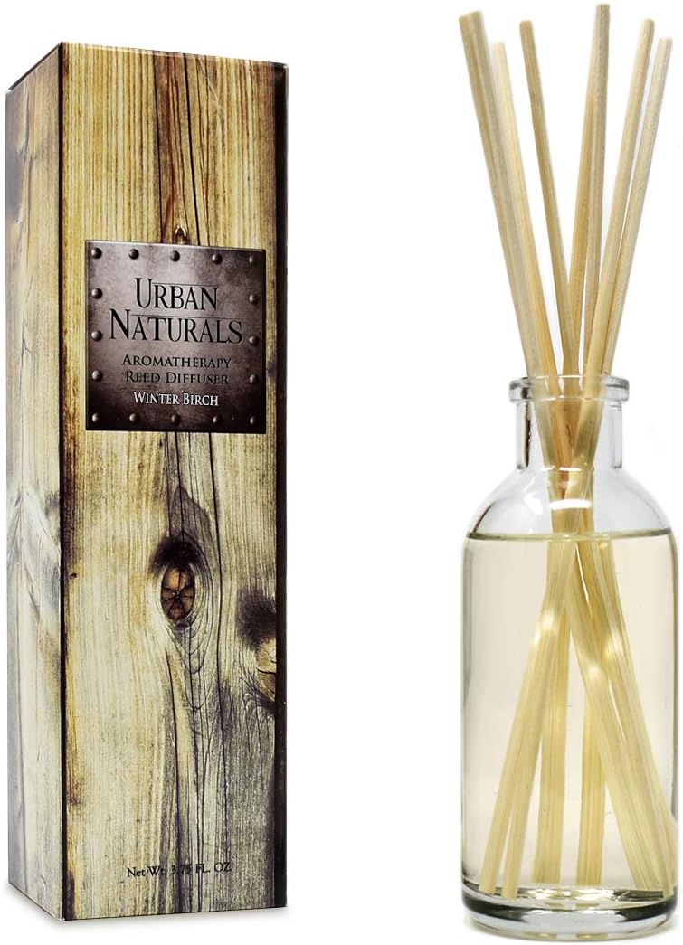 Urban Naturals Winter Birch Reed Diffuser Oil Gift Set | Birch Wood & Balsam Scented Oil with Bamboo Reed Sticks | Great Holiday Home Fragrance Air Freshener for The Living Room
