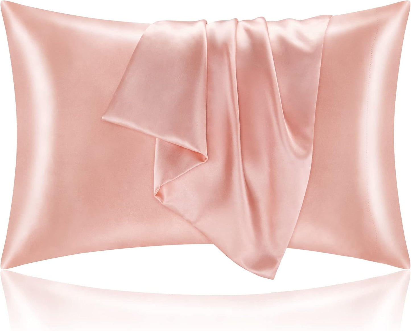 BEDELITE Satin Pillowcase for Hair and Skin, Super Soft and Cooling Similar to Silk Pillow Cases 2 Pack with Envelope Closure, Gift for Women Men(20"x30" Queen Size, Coral)