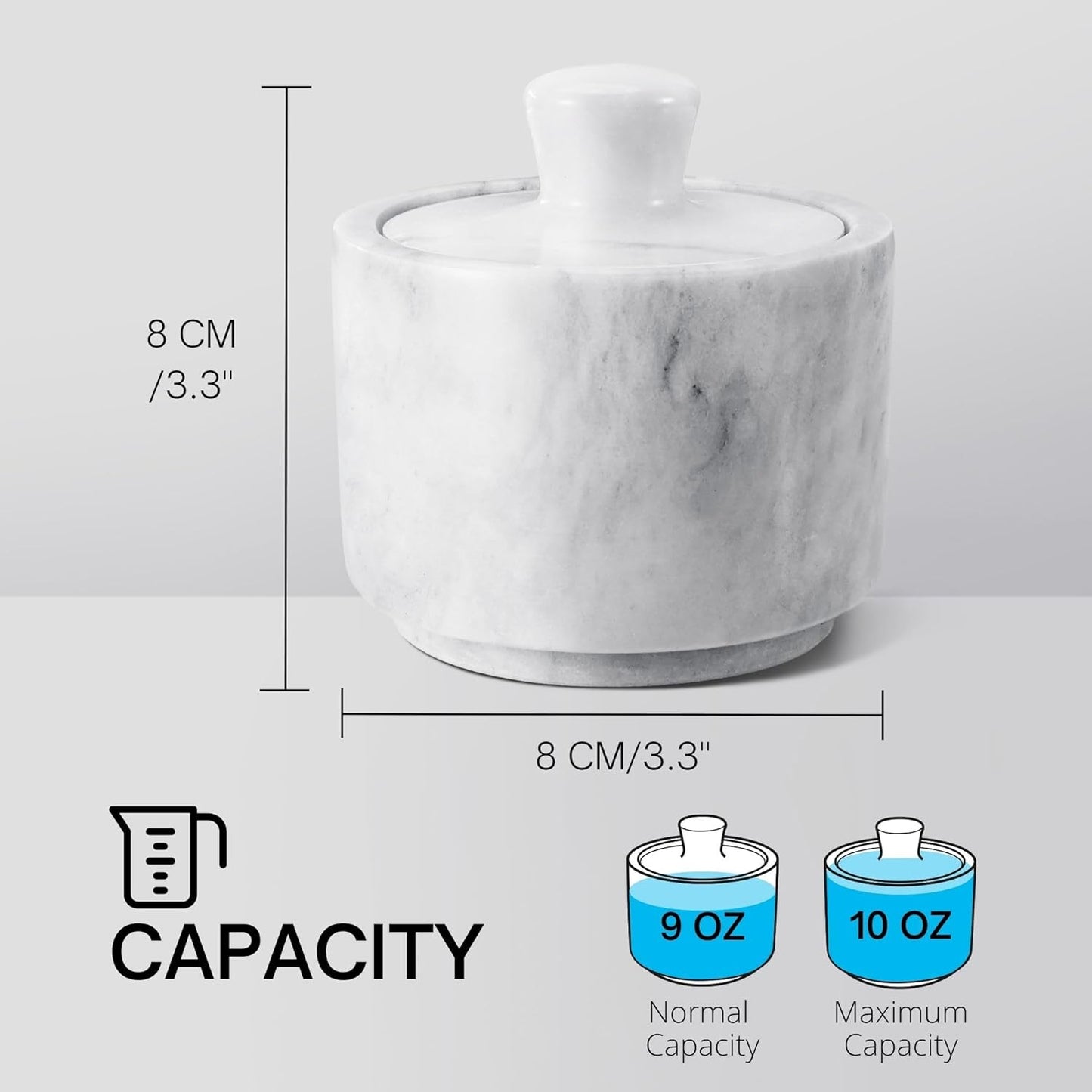 Flexzion Marble Salt Cellar with Lid - Salt and Pepper Bowls Dish Container for Kitchen - Marble Pepper Jar Storage Box Holder for Paprika, Herbs, Sugar, Jewelry & Watches (Set of 2, Black & White)