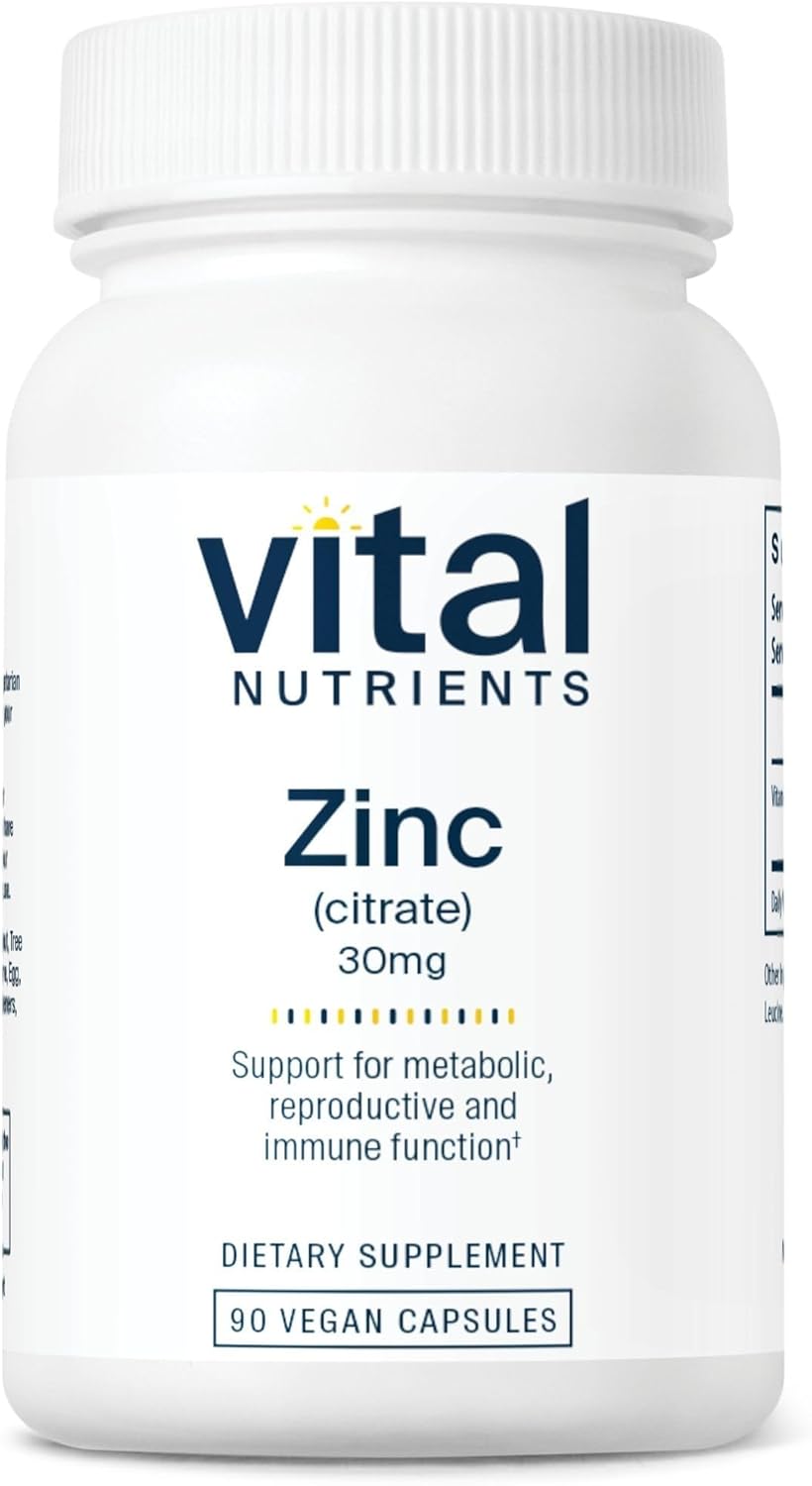 Vital Nutrients Zinc Citrate 30mg | Easily Absorbed Immune Support Supplement* | Vegan Zinc Supplement | Gluten, Dairy, Soy Free | Non-GMO | 30mg | 90 Capsules