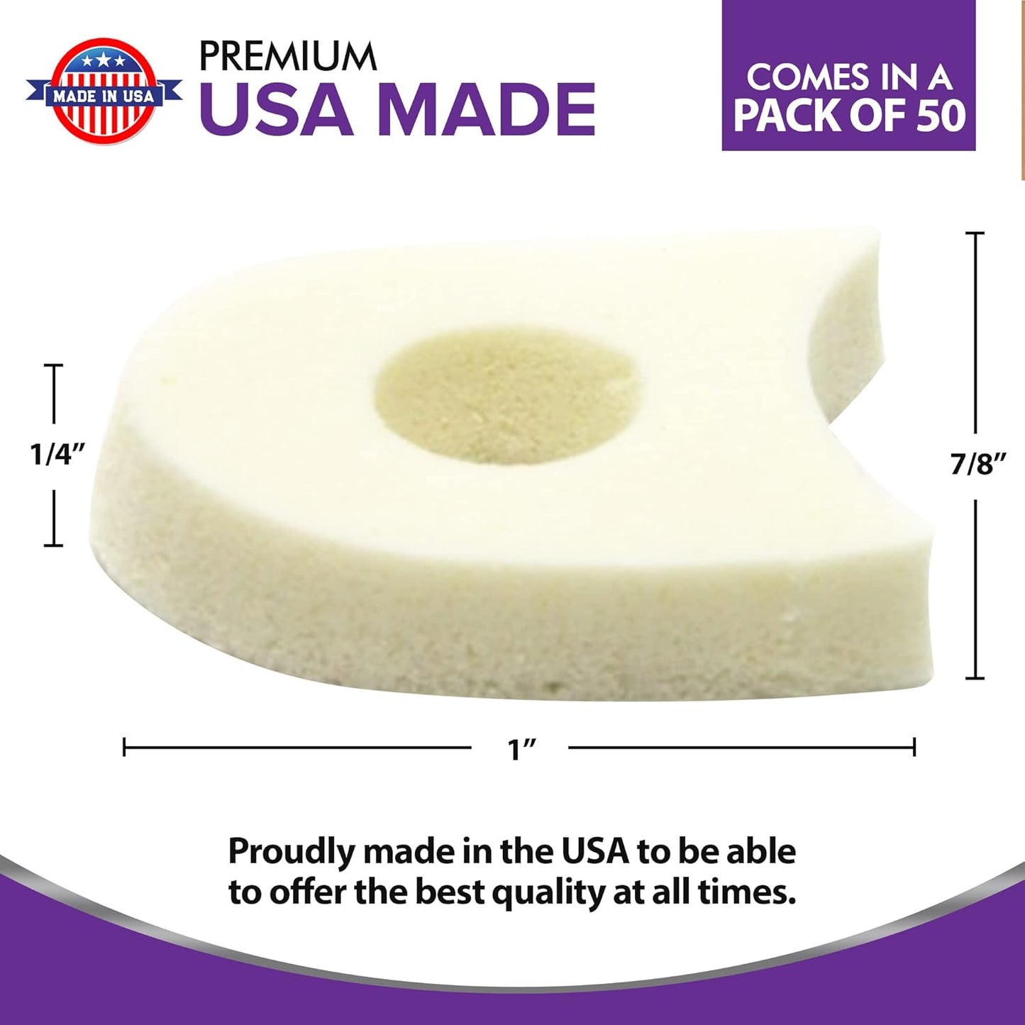 Premium Foam Toe Separators for Women and Men - Made in USA - Foam Toe Spacers for Corn, Blister, and Hammer Toe Relief - 1/4 Inch (50 Pack)