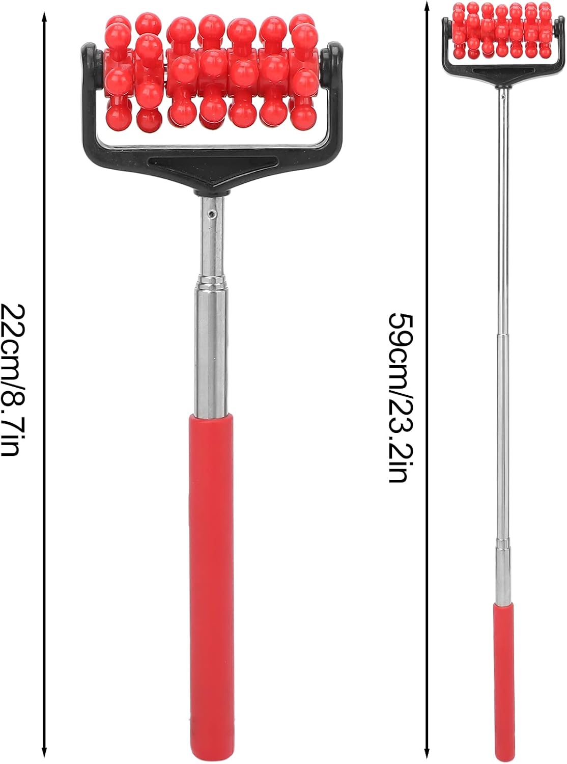 ZJchao Back Scratchers, Telescopic Massagers, Adjustable Muscle Roller for Back, Head, Arm - Portable Extendable Backscratchers for Men Women (Red)