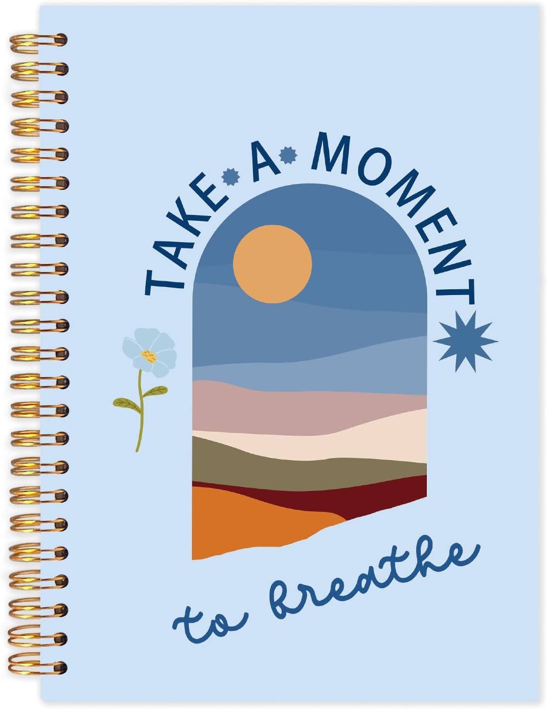 FDHSPAAM Blue Mental Health Spiral Journal Notebook 5.5x8.3in, Take A Moment to Breathe Inspirational Notebooks for Note Taking, Therapy Office Must Haves, Hardcover Notebook Journal