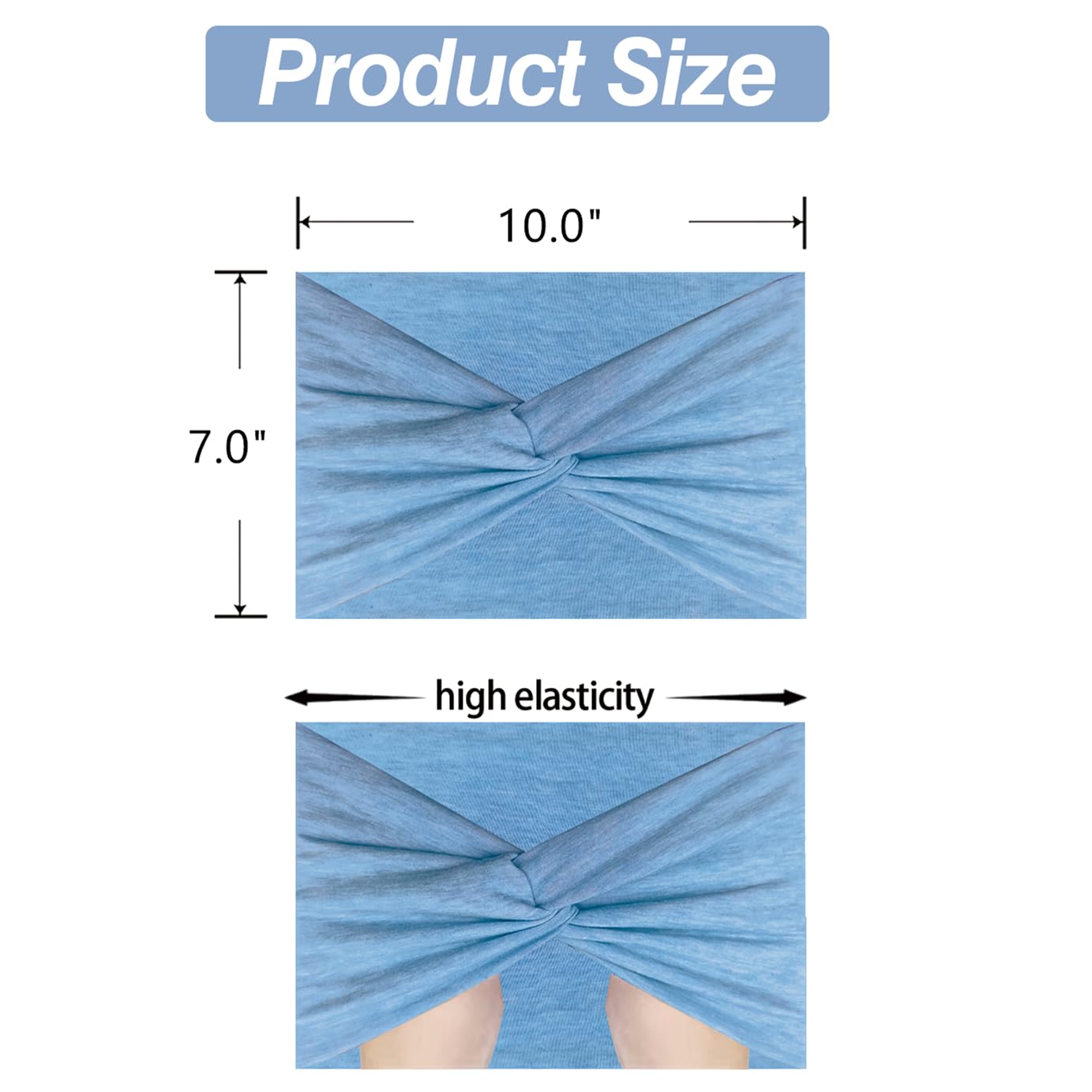 Extra Wide Headbands for Women, 7'' Large Cotton Like Turban Knotted Bandana Head Bands for Women Non Slip, Boho Headbands for Women's Hair (C2-6Pcs, Extra Large 7" Wide)