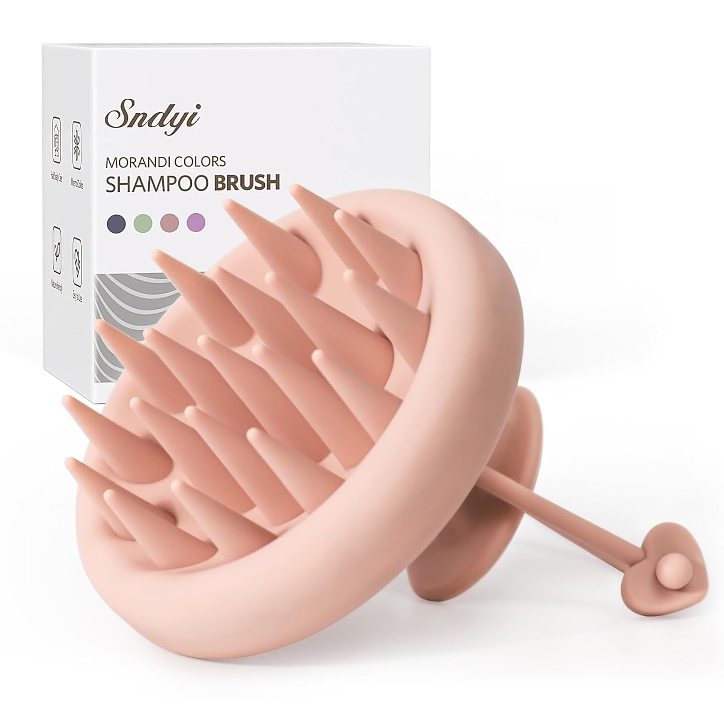 Sndyi Silicone Scalp Massager Shampoo Brush, Hair Scrubber with Soft Silicone Bristles, Scalp Scrubber/Exfoliator for Dandruff Removal, Wet Dry Scalp Brush for Hair Growth & Scalp Care, Pink