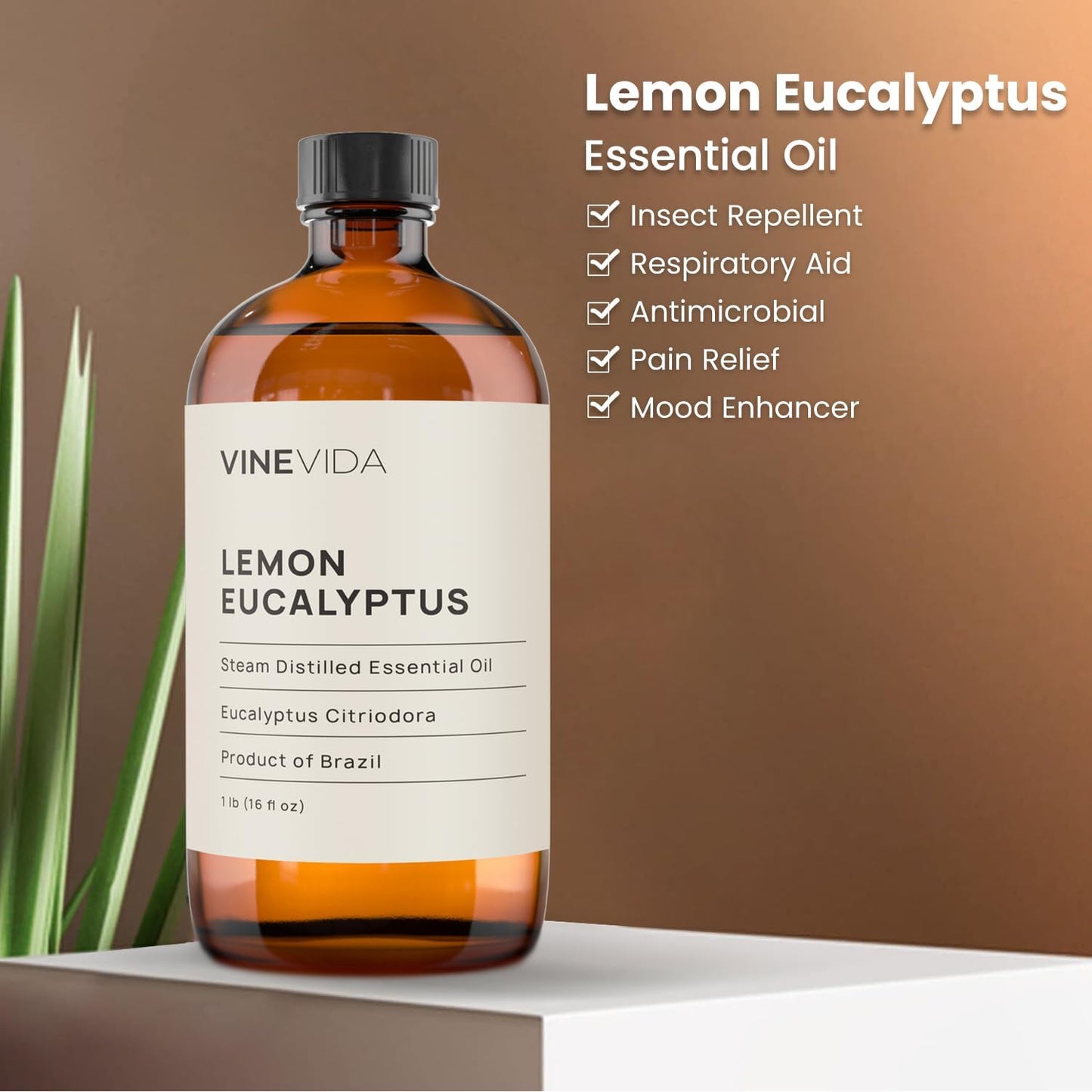 VINEVIDA Lemon Eucalyptus Essential Oil 16 oz - Undiluted Lemon Eucalyptus Oil 16 oz - Lemon Eucalyptus Candle Oil Scent - DIY Candle Scents for Candlemaking - Bulk Essential Oil for Soap Making