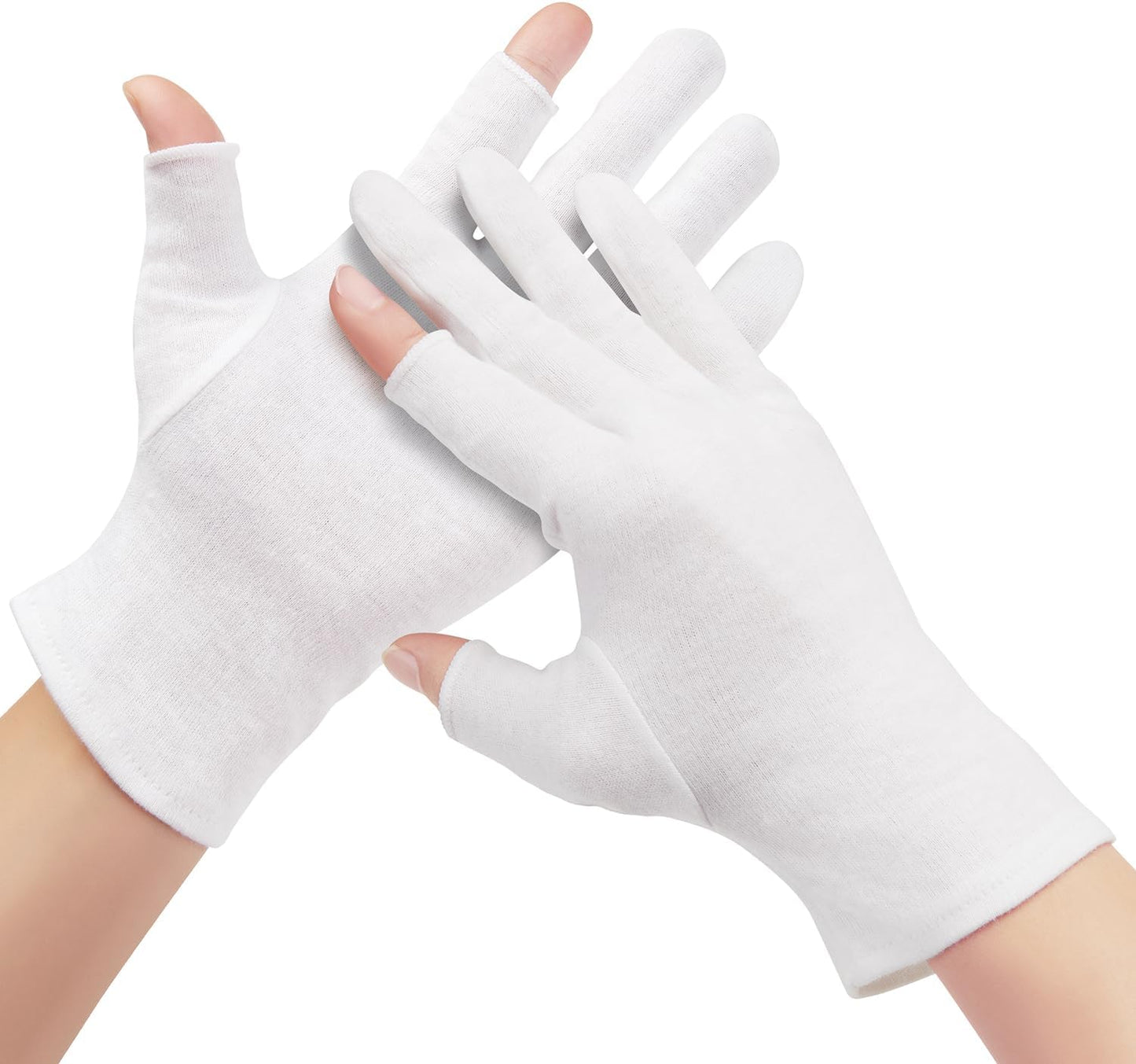 4 Pairs Cotton Moisturizing Gloves Touchscreen - 100% White Cotton Gloves for Dry Hands Eczema Sleeping Overnight Lotion Spa Treatment - Moisturizing Night Gloves