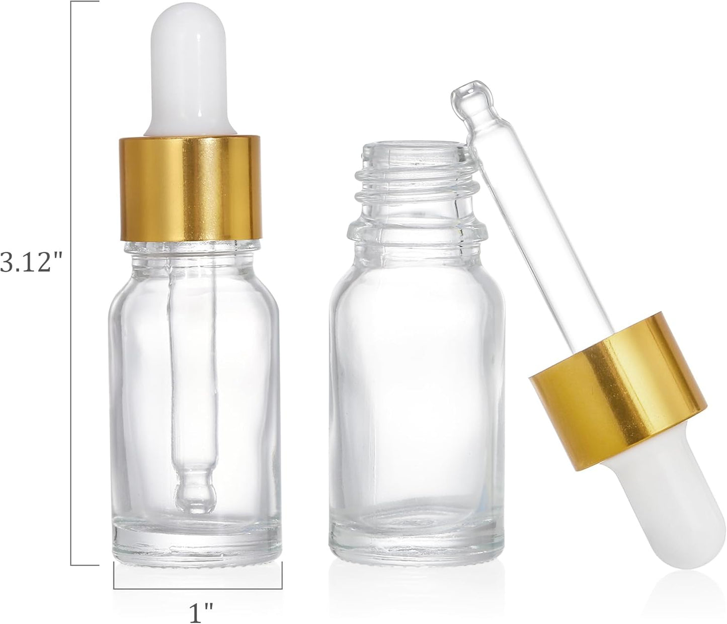 Kingrol 40 Pack 10ml Clear Glass Dropper Bottles, Tincture Bottles, Empty Bottles with dropper for Essential Oils, Perfumes, Aromatherapy, Chemistry Lab Chemicals