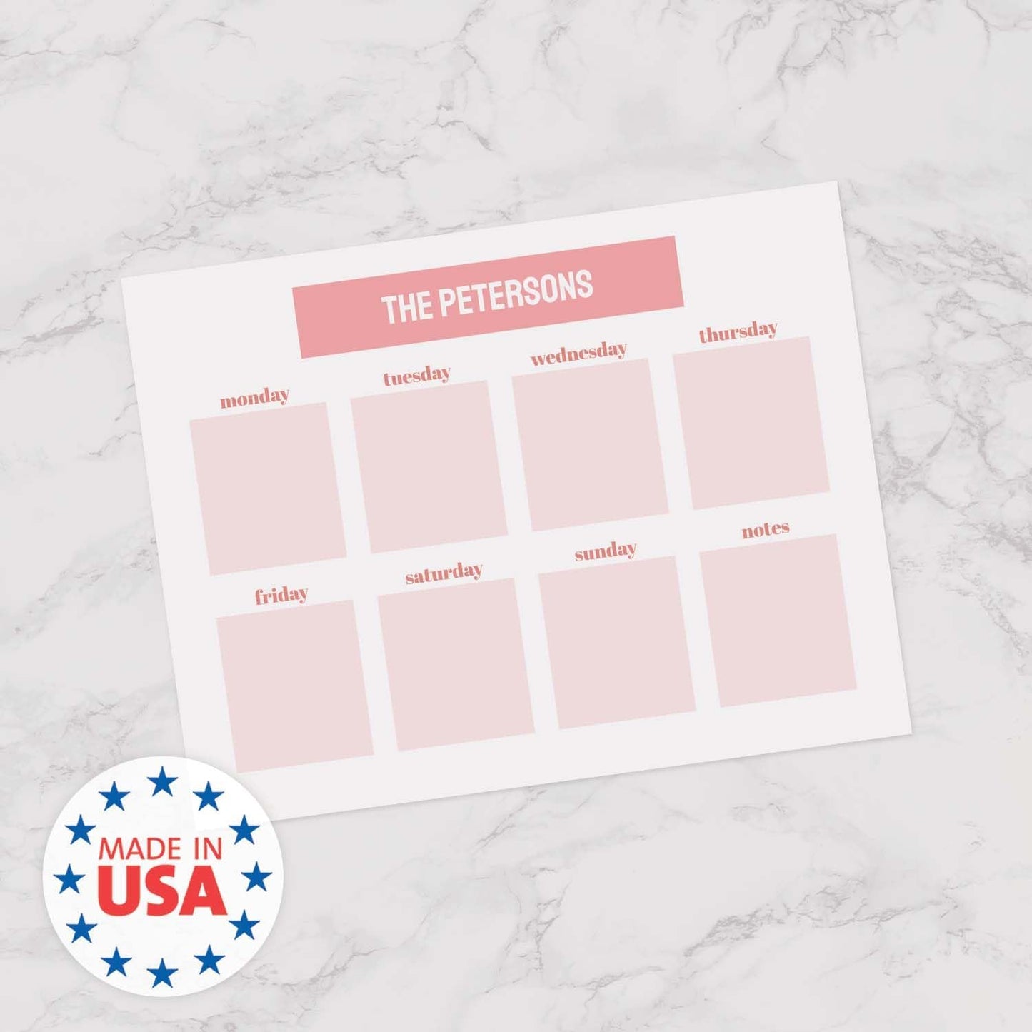 Personalized Pink Magnetic Weekly Calendar / 11" x 8.5" Trendy Task Tracking Custom Weekly Planner Magnet/Made In The USA