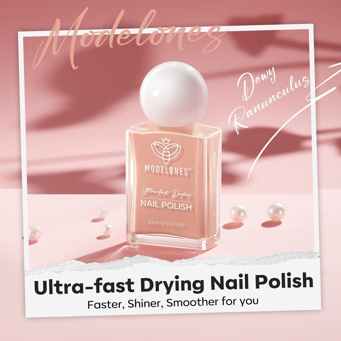 modelones Sheer Nude Nail Polish, 15 ml Jelly Nail Polish Clear Translucent Pink Quick Dry Nail Lacquer Strengthener Long Last Finger Toe Nail Art DIY Manicure Gift for Women Girls 0.5 Fl Oz