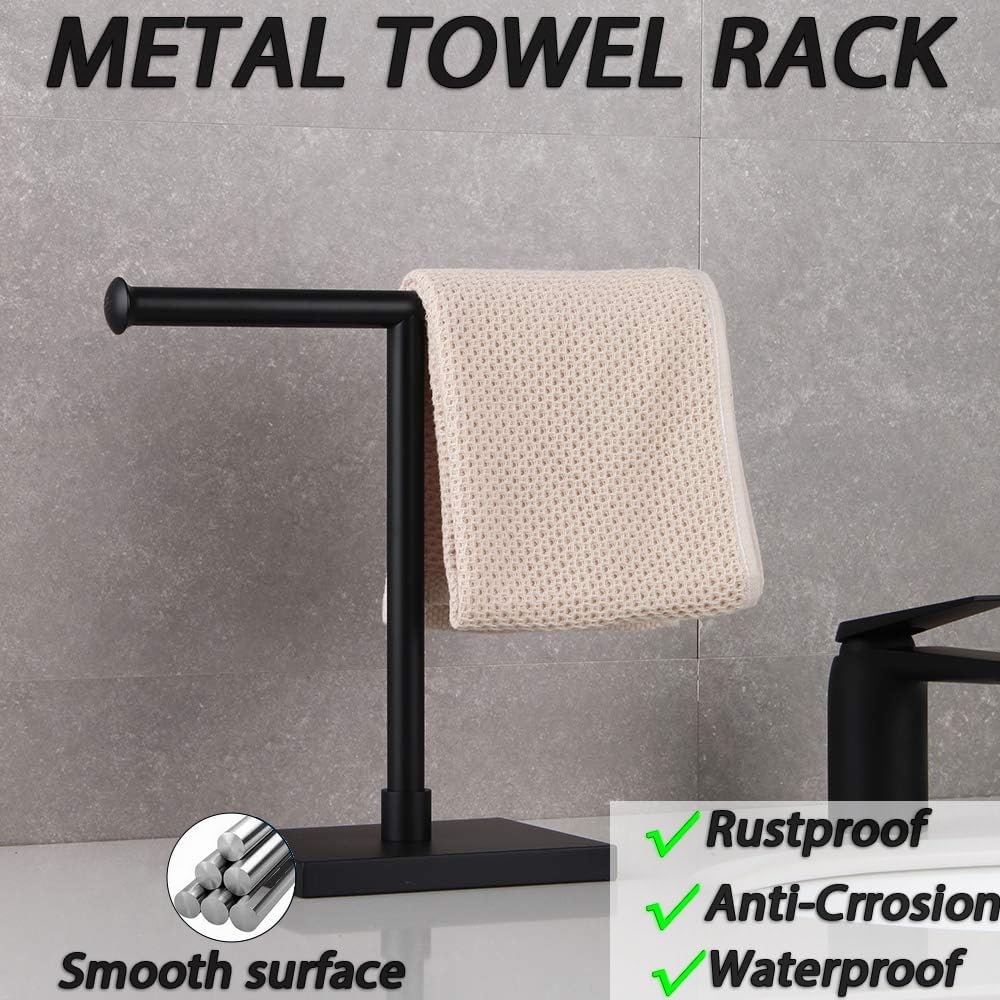 SUS 304 Stainless Steel Hand Towel Holder Standing Tree Rack for Bathroom Vanities Countertop, Matte Black DZY011-BK