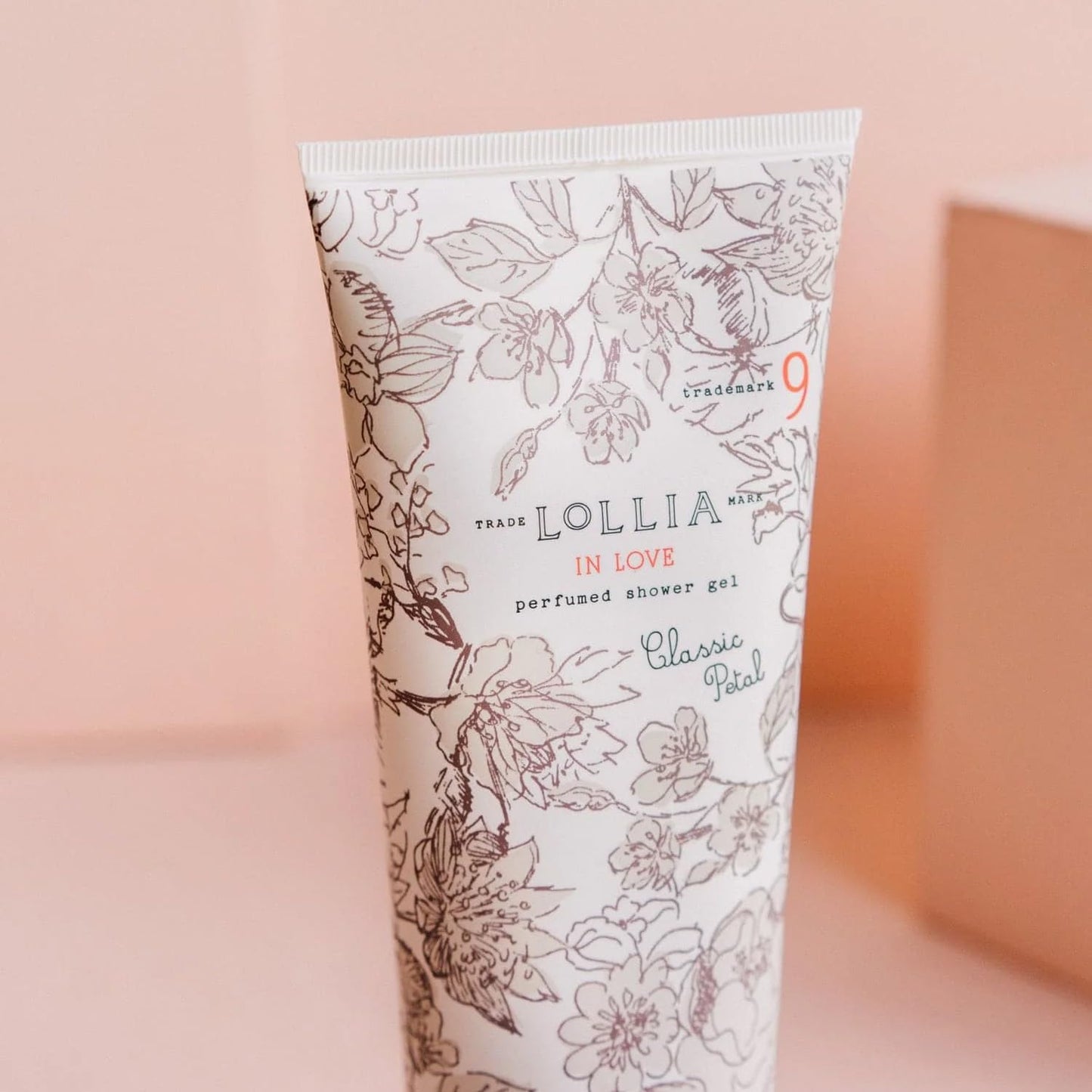 LOLLIA In Love Shower Gel, 8 fl oz, Classic Petals, Apple Blossom, Jasmine, & Living Rose, Luxury Shea Moisture Hydrating Women's Body Wash, Delicate & Relaxing Scented Bath Soap for Self Care