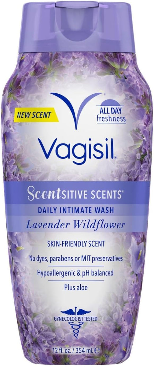 Vagisil Feminine Wash for Intimate Area Hygiene, Scentsitive Scents, pH Balanced and Gynecologist Tested, Spring Lilac, 12 oz (Pack of 1)