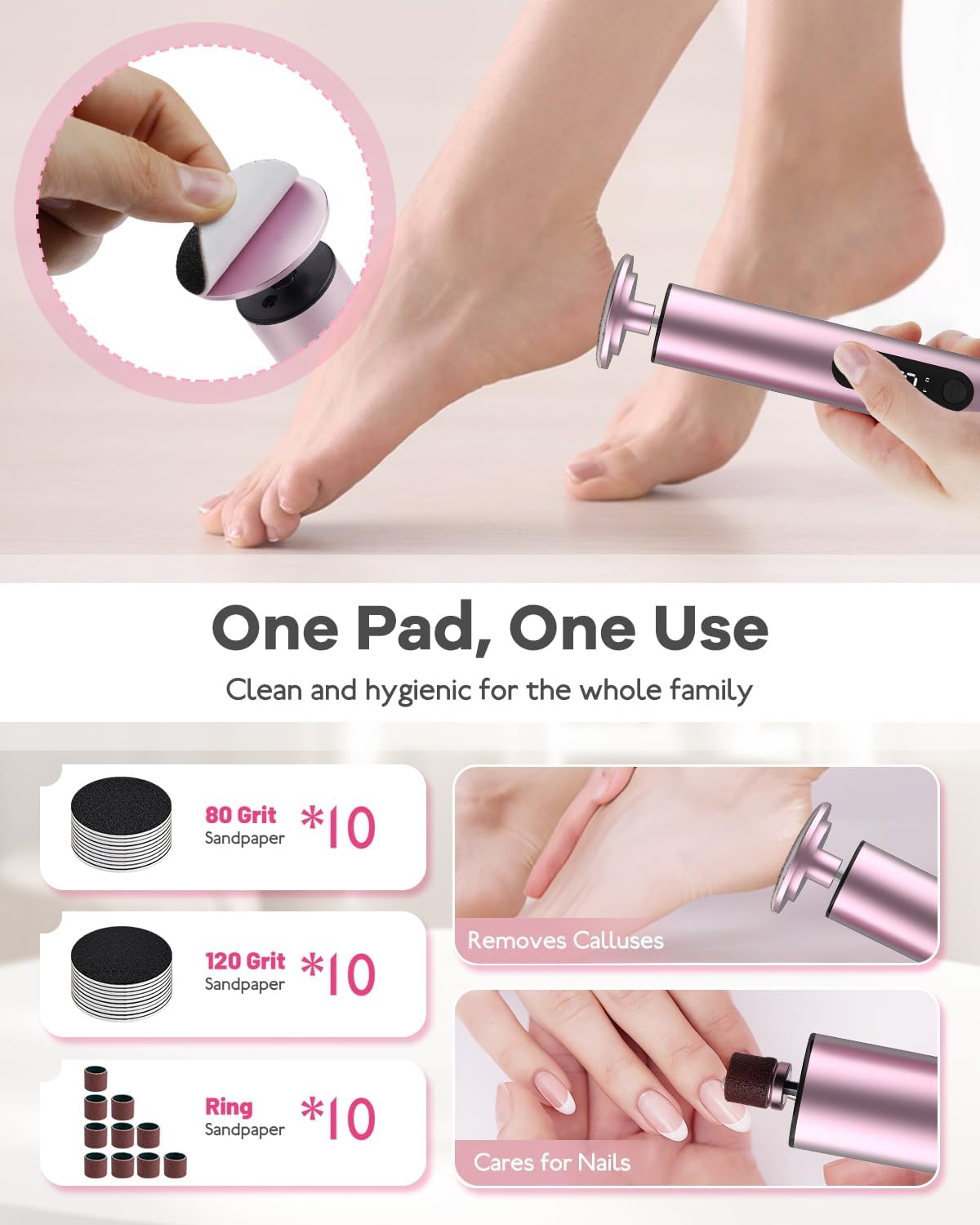 Electric Foot Callus Remover - 9-Speed Adjustable, Callus Remover for Feet with LED Display, Rechargeable & Wireless Pedicure Tools for Dead Skin