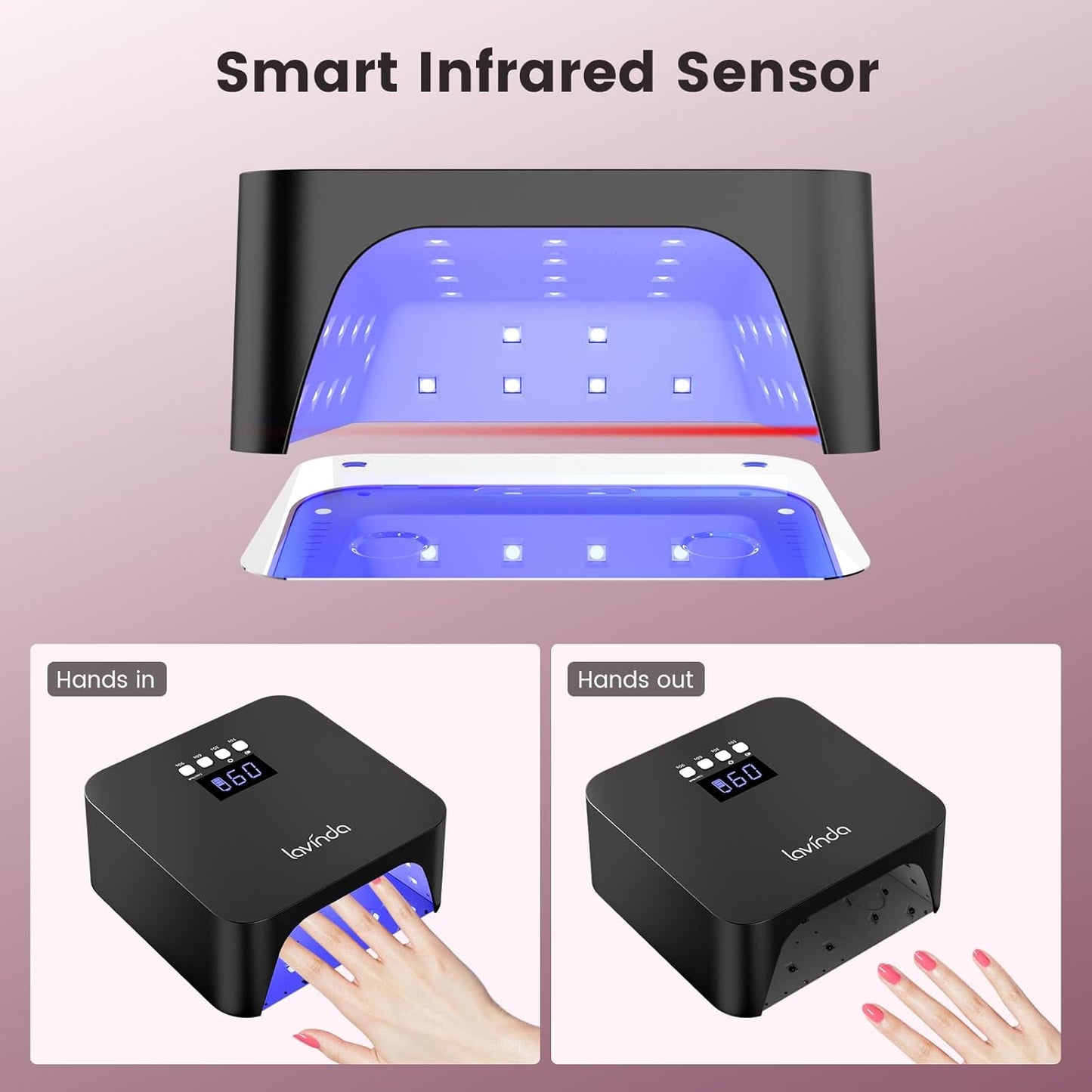 Lavinda UV Light for Gel Nails, Professiona UV LED Nail Lamp 2X Faster Curing Nail Dryer Nail Light Compatible with All Gel Types for Home Salon (Black X7)