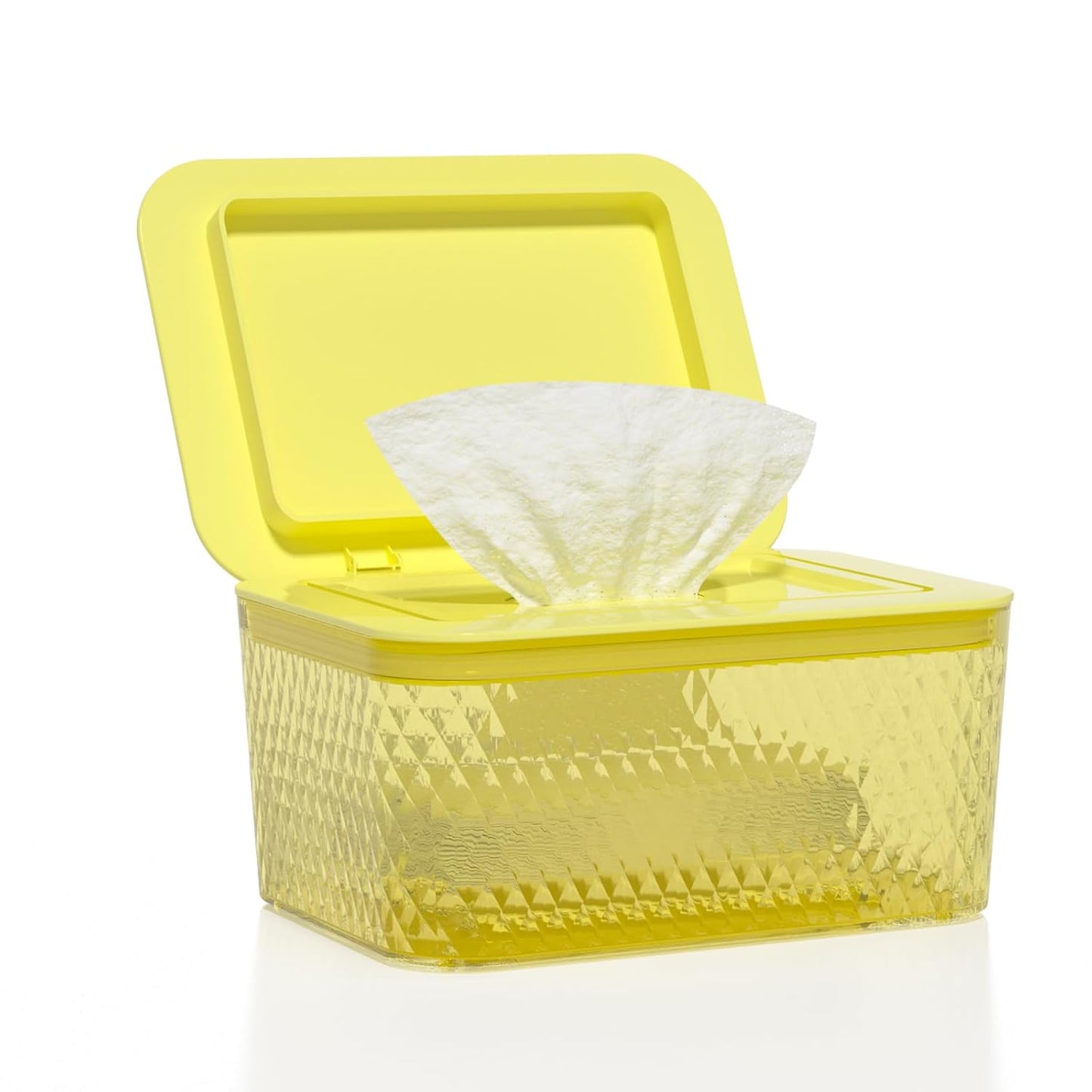 Wipes Dispenser, One-Handed Operation Wipe Holder for Baby & Adult, Seal-Designed Wipes Container for Bathroom Keep Diaper Wipes Fresh (Yellow)