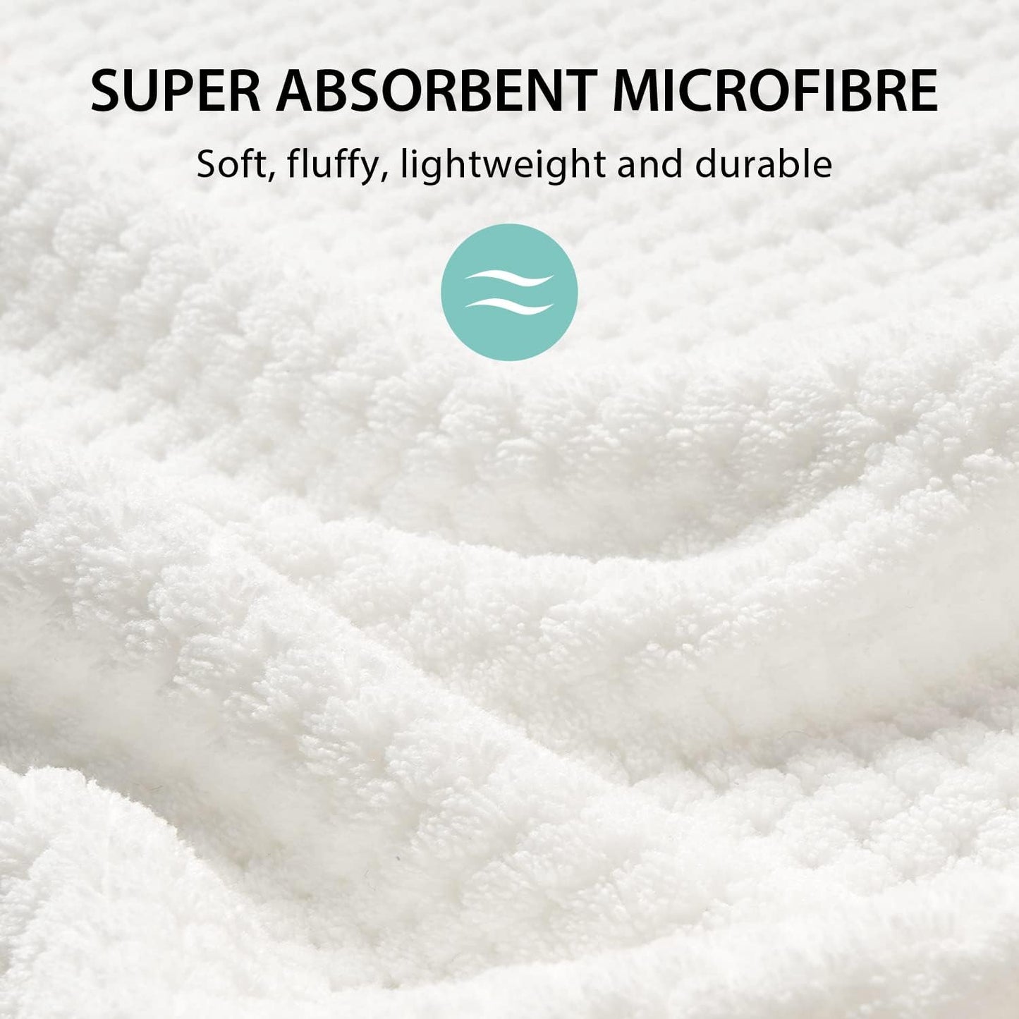 YFONG X-Large Hair Towel Wrap for Women, Super Absorbent Microfiber Hair Towel for Curly Hair, Fast Drying Hair Turbans with Elastic,Hair Drying Towel Wrap for Hair Care 30" X 40" (White)