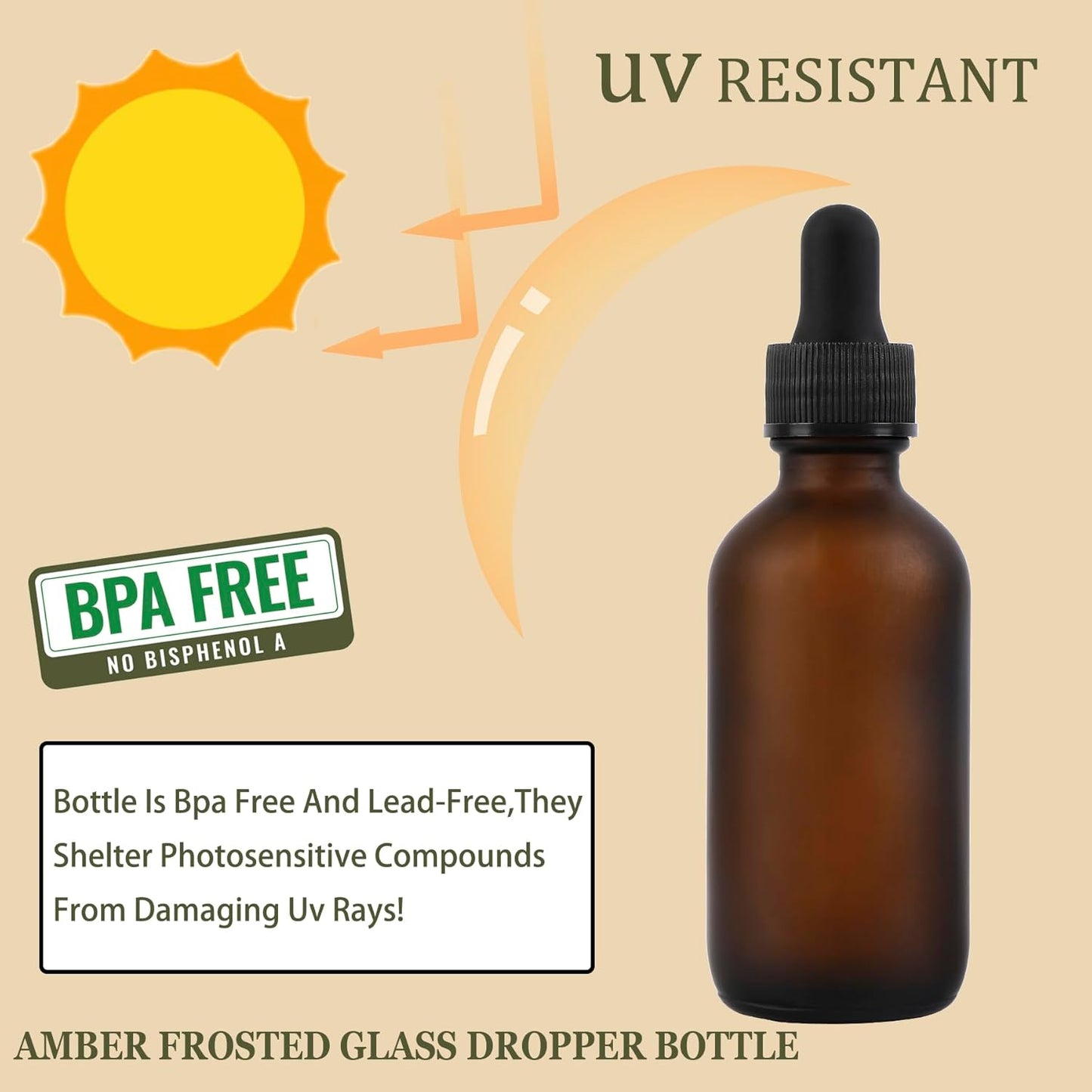 24 Pack, 2oz Glass Dropper Bottle, Preety Texture Tincture Bottles with Precise Scales Eye Droppe, for All Kinds Of Mixed Liquids,Leak-Proof Design for Easy Travel (Amber Frosted)