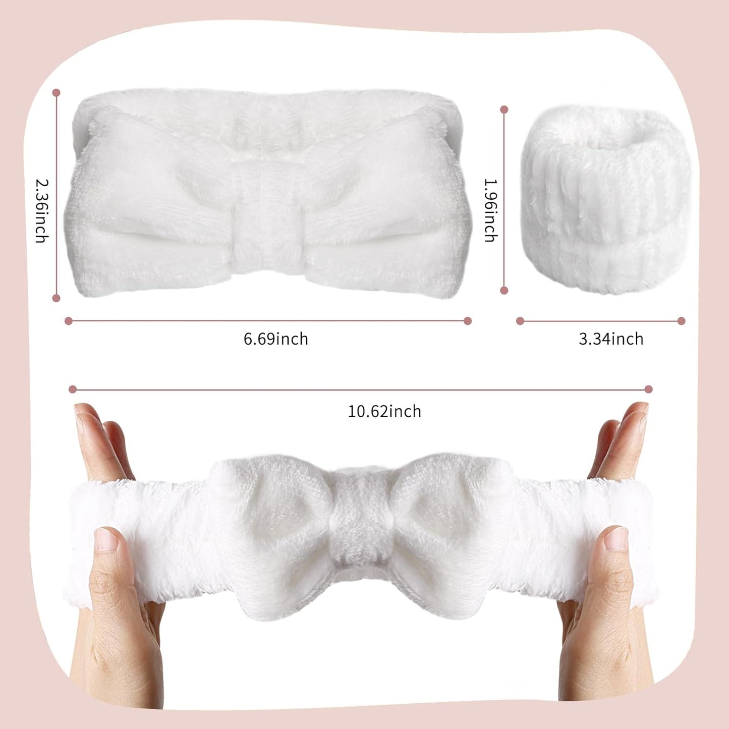 WSYUB Spa Set - Face Wash Headband and Wrist Bands, White
