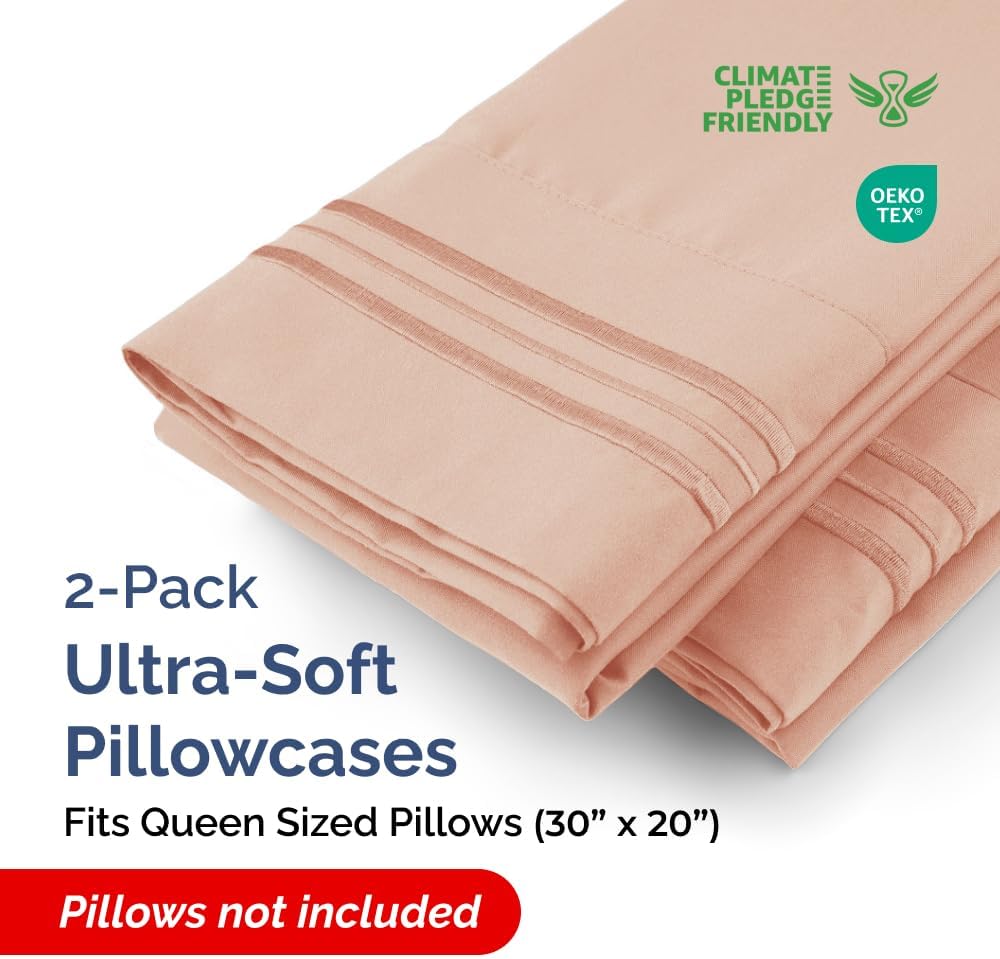 Queen Pillow Cases Set of 2 - Ultra Soft Hotel Quality Pillowcase Covers - Comfy, Cozy & Wrinkle Free - Shrinkage, Stain and Fade Resistant - Machine Washable Pillow Protectors - 2 Piece Set - Mauve