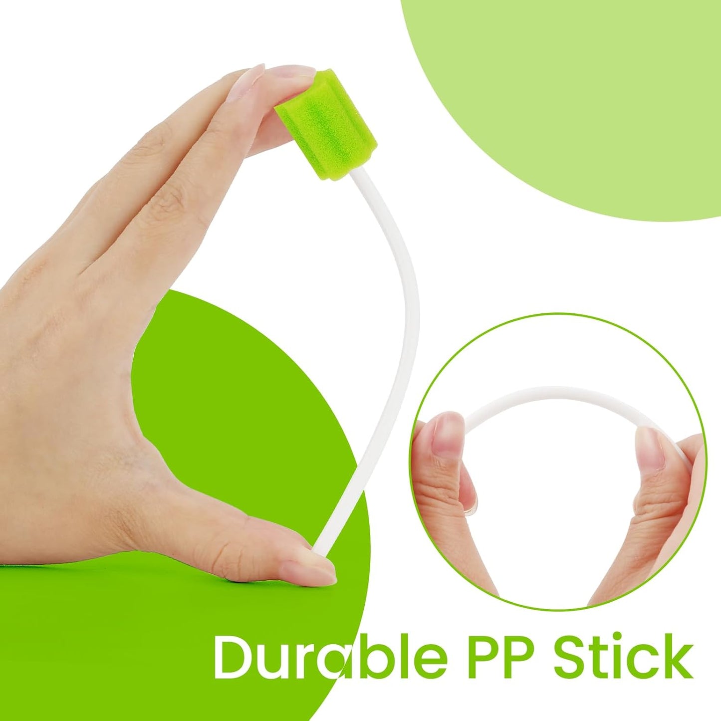 300 Pcs Oral Swabs Disposable – Longer Sterile & Unflavored Dental Sponge Swabsticks, Medical Grade, Individually Wrapped, Latex-Free for Oral Care & Mouth Cleaning (Green 300)