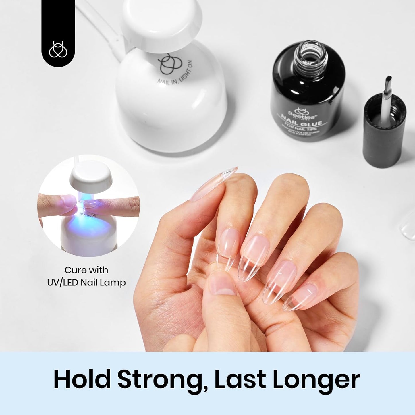 beetles Gel Polish 9 In 1 Gel Nail Glue for Clear Acrylic Nail Tips 2 Pcs 15ml Long Lasting Nail Gel Kit for False Nails Tips, Base Blooming Nail Gel, Christmas Nail Art, U V Light Required