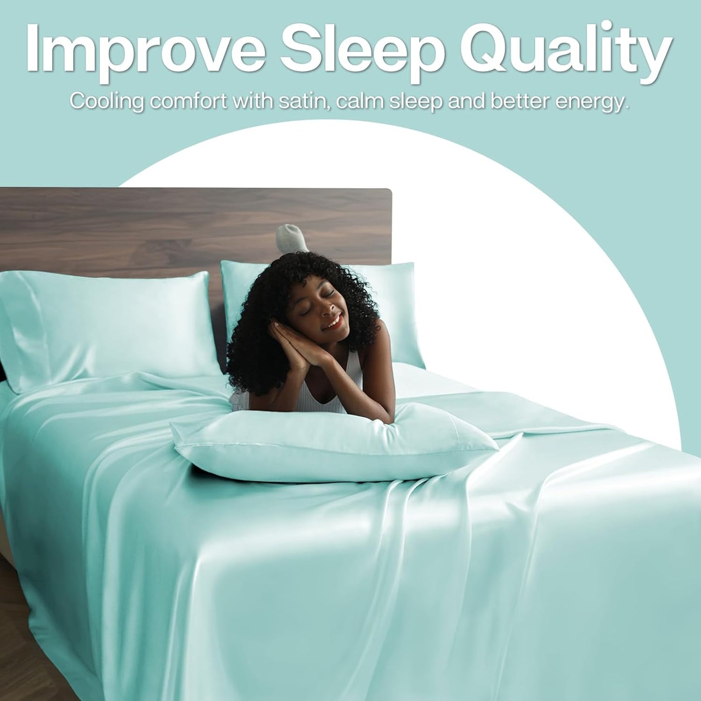 MR&HM Satin Pillowcase for Hair and Skin, Silk Satin Pillowcase 2 Pack, King Size Pillow Cases Set of 2, Silky Pillow Cover with Envelope Closure (20x36, Turquoise)