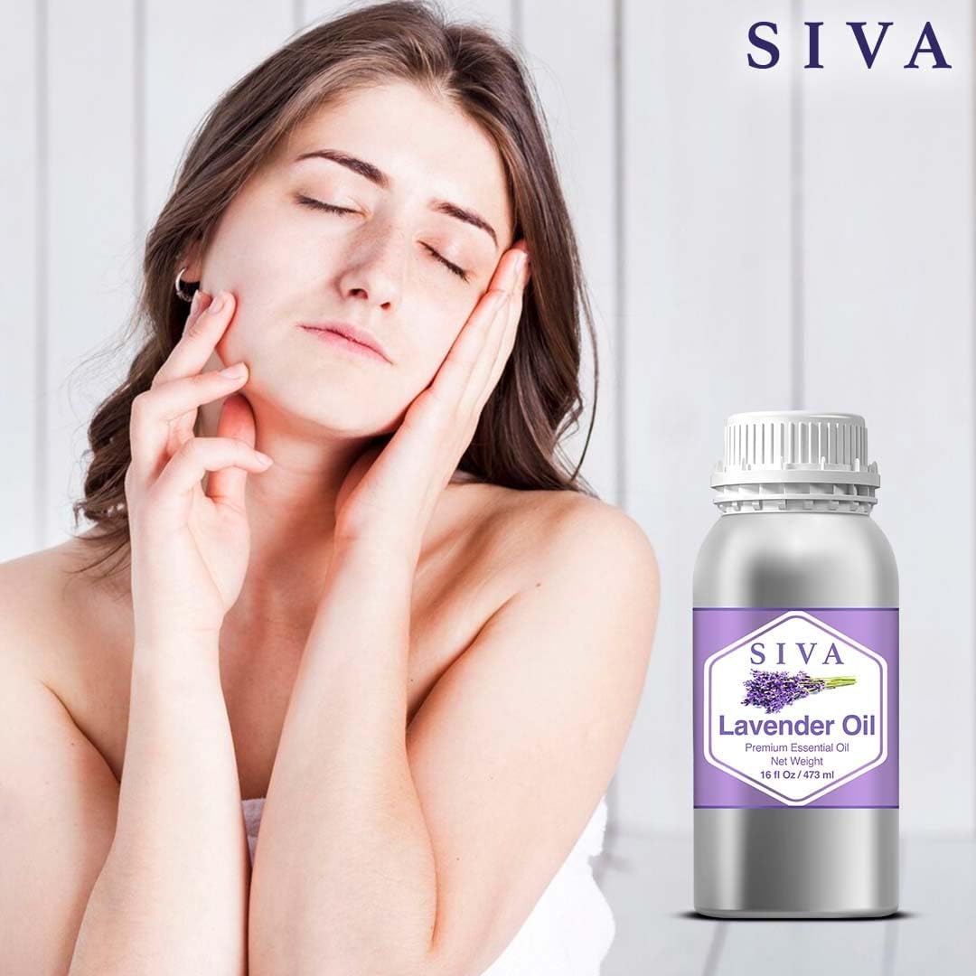 Siva Lavender Essential Oil – 16 Fl Oz – 100% Natural Lavender Oil - for Diffuser, Hair Care, Face, Skin Care, Aromatherapy, Scalp and Body Massage, Soap and Candle Making