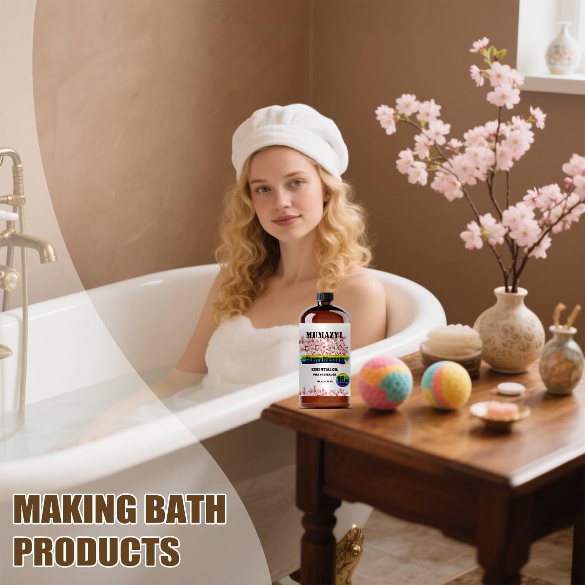 Cherry Blossom Essential Oil, Cherry Blossom Oil 16 Fl Oz 480ML for Diffuser Humidifier Yoga Cleaning DIY Candle Soap Making Essential Oils