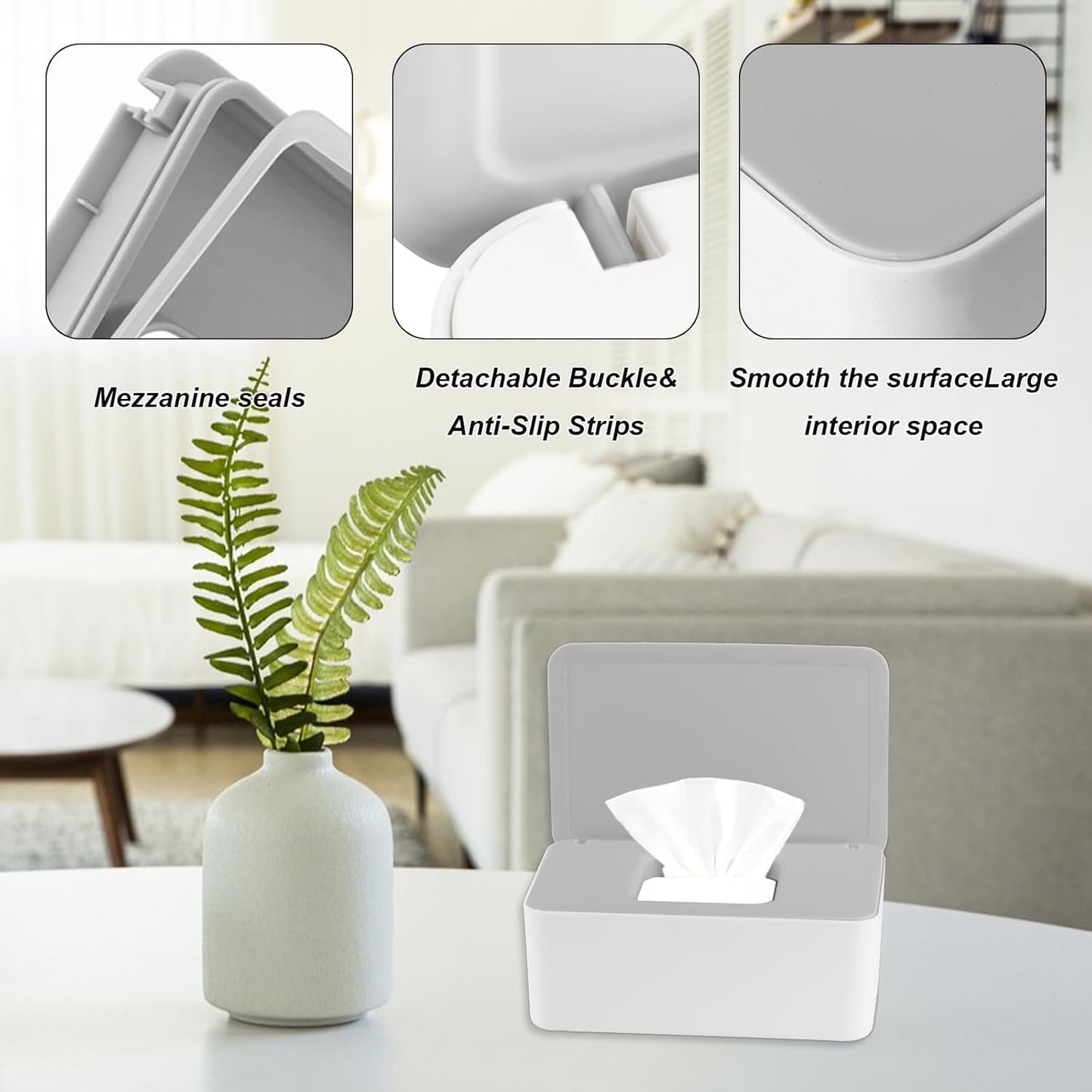 2Pcs Diaper Wipes Dispenser, Refillable Wipe Container, Wipe Container with Sealing Design Lid, Keep Wipes Fresh,Wet Wipes Cases (Gray and Green)