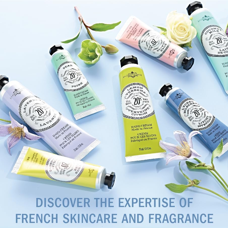 La Chatelaine French Hand Cream Trio Tin, Holiday Gift Set, Hand Lotion for Women, Made in France with 20% Organic Shea Butter, Moisturizing (Wild Fig, Pomegranate Mulberry, Shea) 3 x 1 fl. Oz