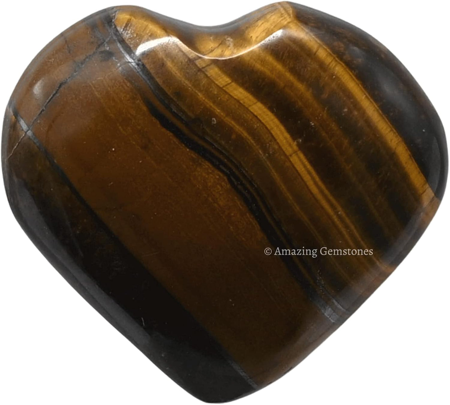 Tiger Eye Crystal Heart Palm Stone - Pocket Massage Worry Stone for Natural Body Chakra Balancing, Reiki Healing and Crystal Grid