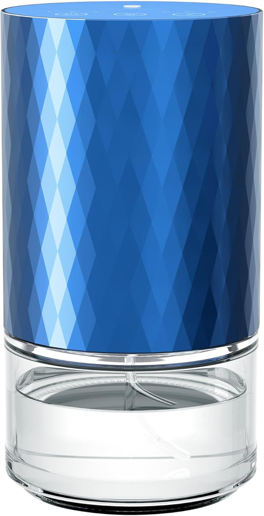 Airversa Waterless Diffuser Essential Oil 100ml Capacity Scent Air Machine for Home Aromatherapy Premium Metal Nebulizer Battery Operated 3 Mist Settings Timers Color Light AN5(Blue)