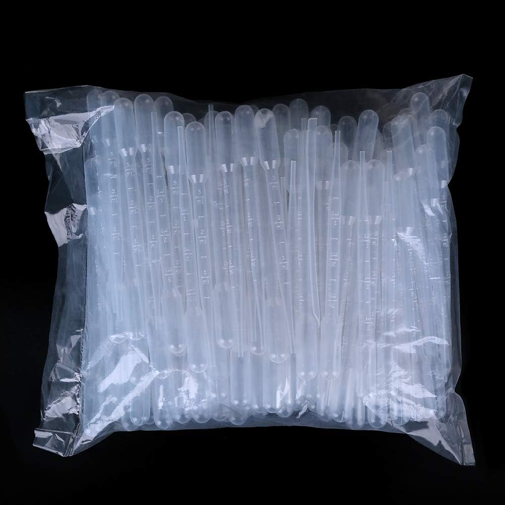 50PCS Plastic Disposable Transfer Pipettes, 3ml Calibrated Pipette Dropper for Essential Oils, Science Laboratory, DIY Art, Make up Tool