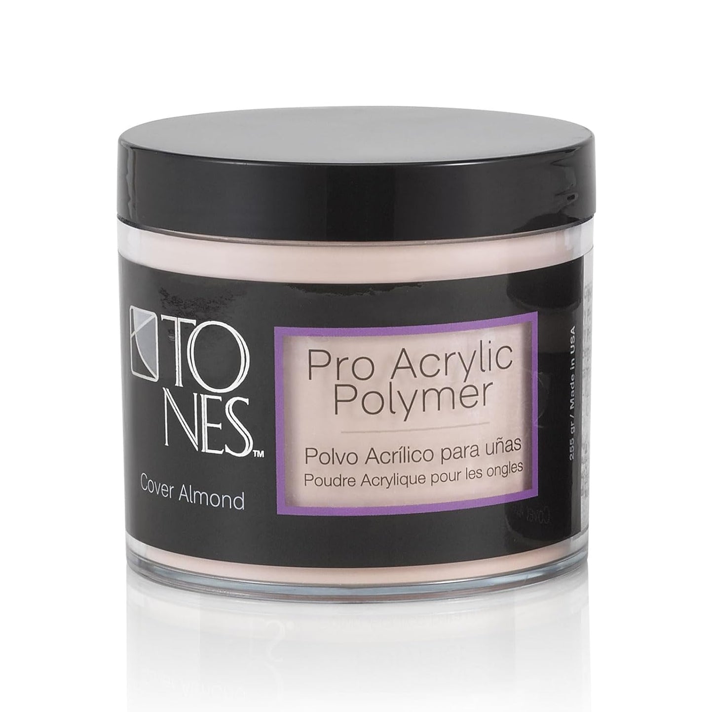 Tones Pro Acrylic Nail Powder, Cover Almond (Soft Nude Beige), (8.5 Fl Oz) - Long-Lasting & Non-Yellowing Polymer for Salon Quality Nail Extensions & 3D Art