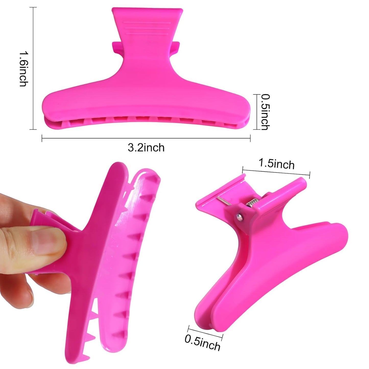 Ondder Black Hot Pink Butterfly Hair Claw Clips for Styling & Sectioning - Makeup Hair Accessories for Women & Girls