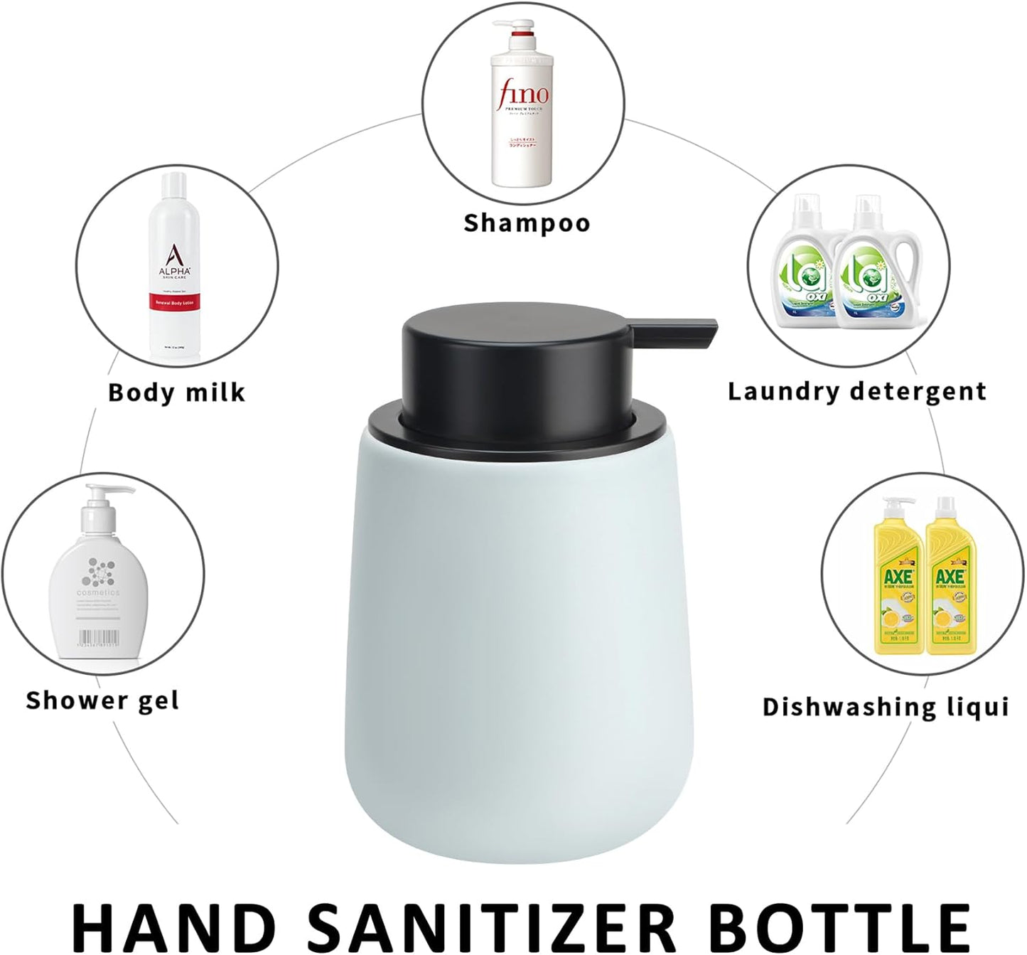 Soap Foaming Dispenser Ceramic with Easy-to-Press Pump Hand Foam Dispenser for Shampoo Bathroom Kitchen 12 oz