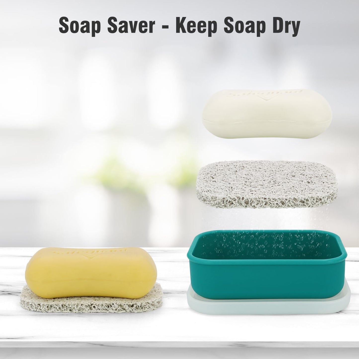 Enhanced Leak Proof Travel Soap Case, AIMAIAIMAI Silicone Soap Container with Draining Layer, Portable Bar Soap Holder for Bathroom, Camping, Gym, Easy to Clean (Translucent & Green)