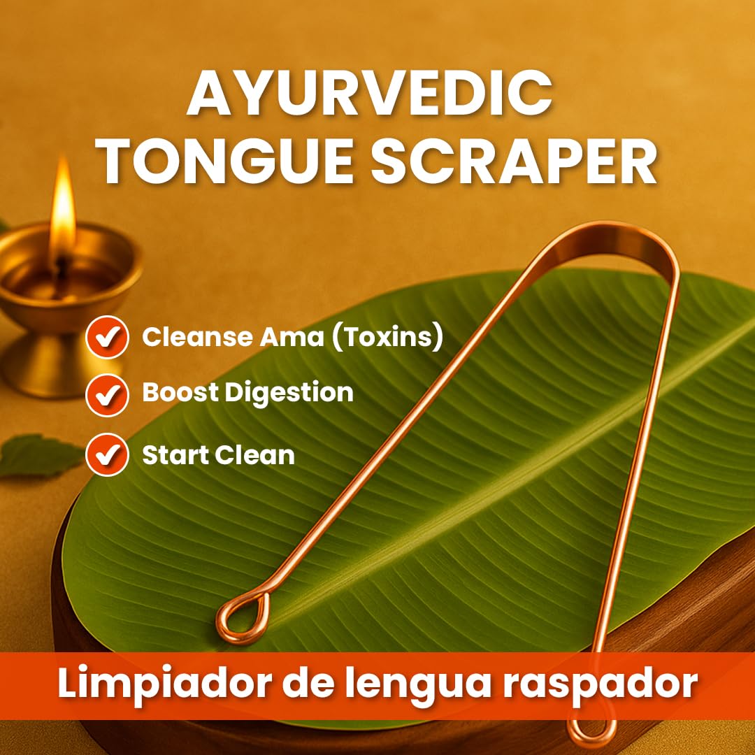 100% Pure Copper Tongue Scraper – Limpiador de Lengua Raspador for Adults & Kids | Metal Tongue Cleaner for Fresh Breath | Reusable Ayurvedic Tongue Scraper | Tongue Cleaning Tool (6 Pack, USA Seller)