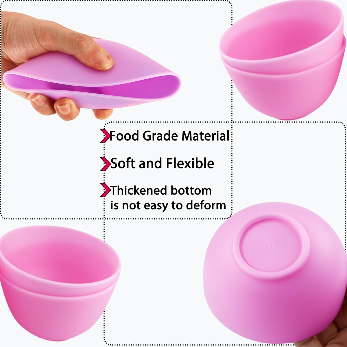 6 Pack Silicone Face Mask Mixing Bowls - Microwave & Freezer Safe, Non-Stick Esthetician Bowls for DIY Skincare, Clay Masks, Hair Color, 3.3-inch Esthetician Supplies(Purple)