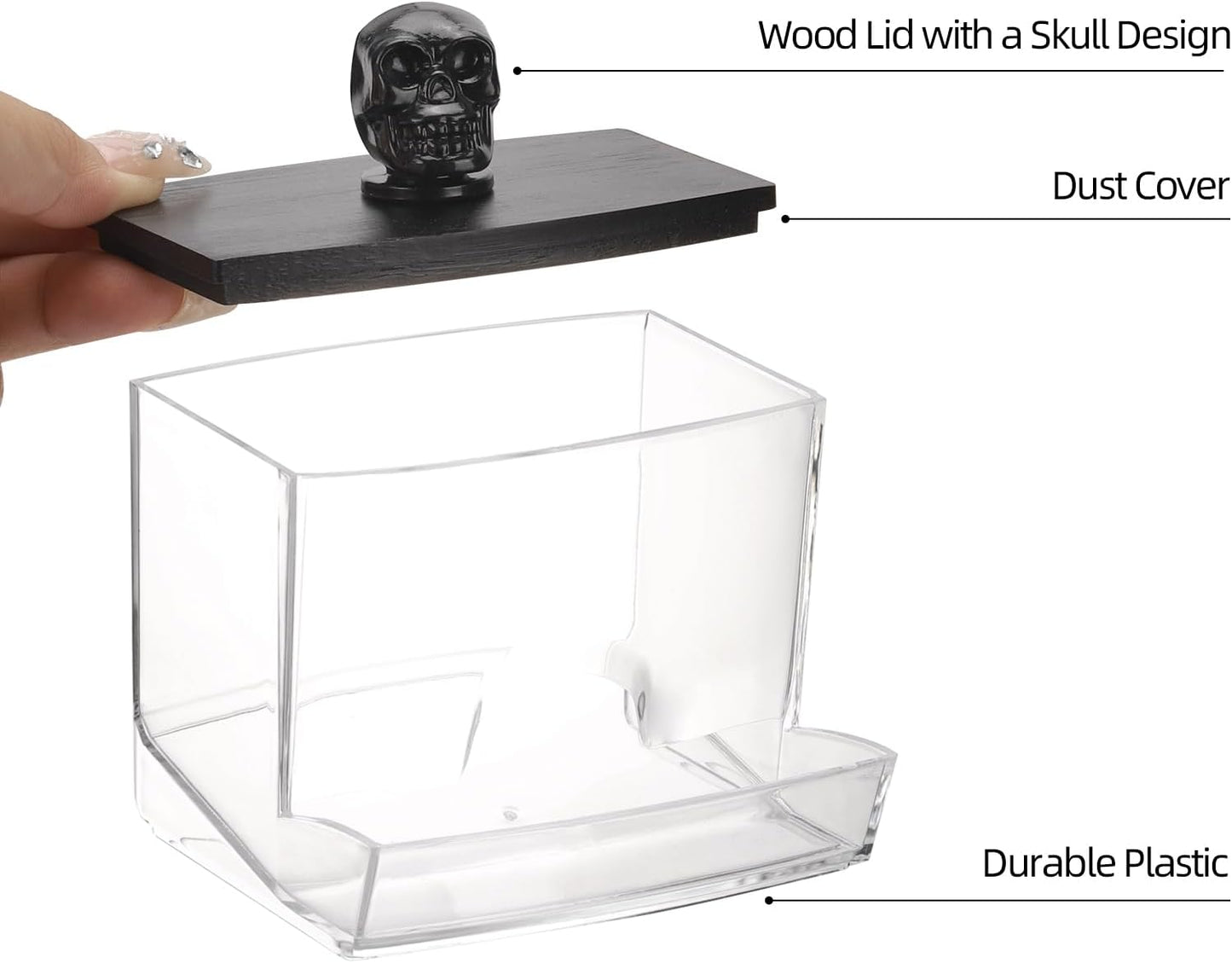 Tbestmax 10oz Qtip Holder Dispenser Big Clear Bathroom Organizer Accessories Decor for Storage-Qtips Cotton Ball Holder, Cotton Swabs, Floss Container - Black Lid