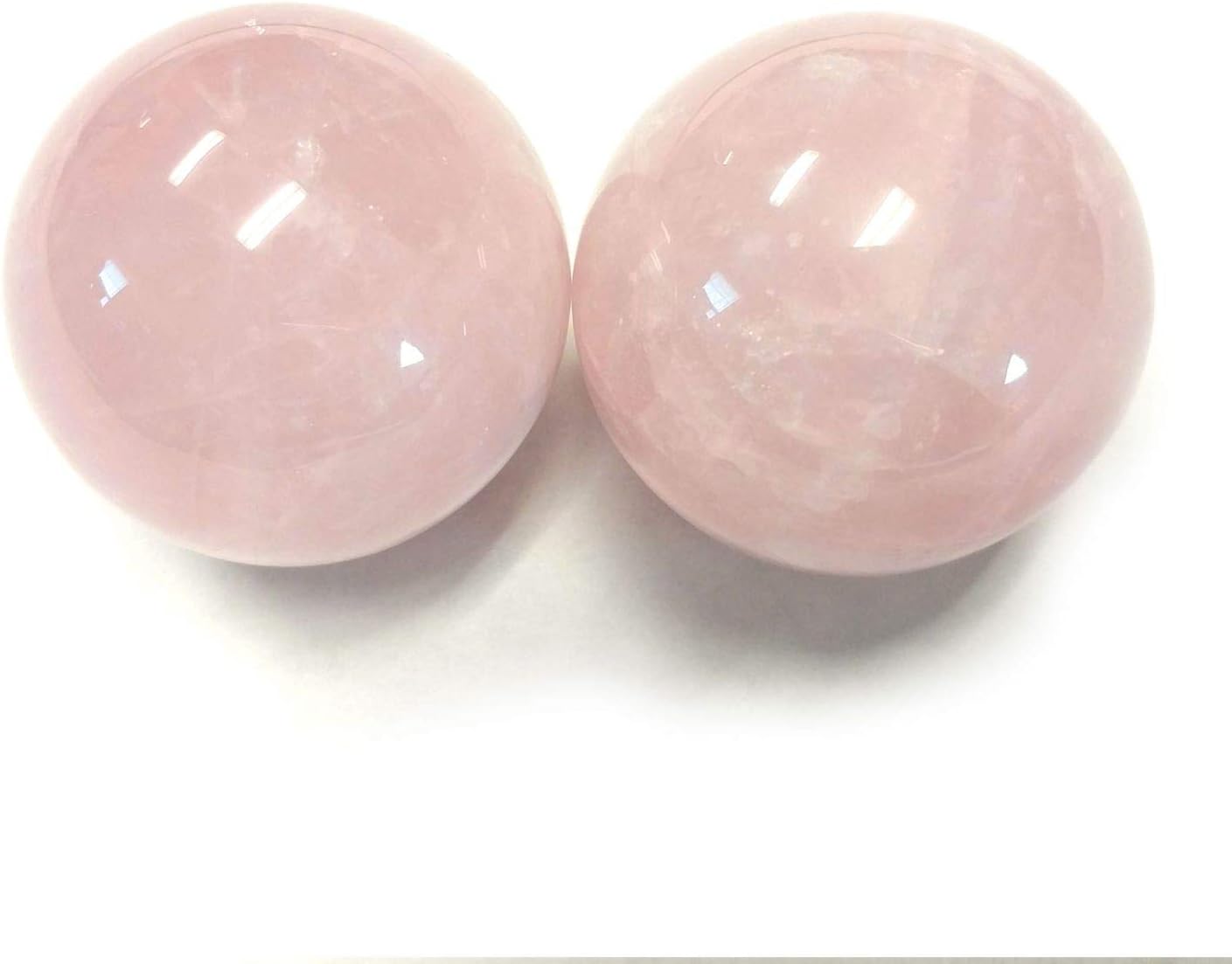 2" Rose Quartz Baoding Balls, Pink Crystal Health Stress Exercise Balls for Hand Therapy, Stress Relief and Exercise, Natural Quartz Sphere Gemstone Handballs with Carry Pouch (Box-Packed) M9