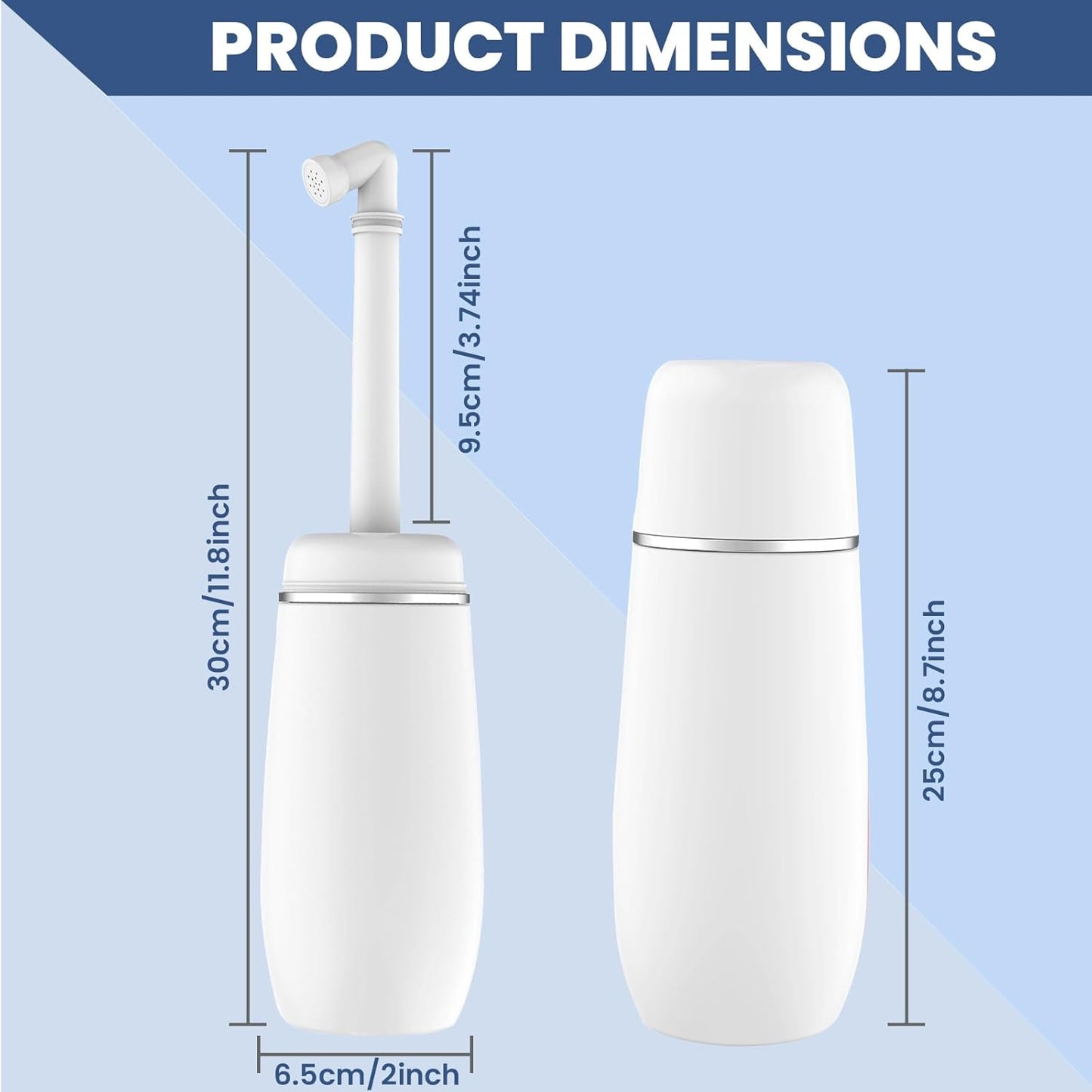 Portable Bidet for Travel, 400ml Peri Bottle, Handheld Personal Hygiene Cleaner, Leakproof & Reusable Wash Bottle for Women & Men (White)