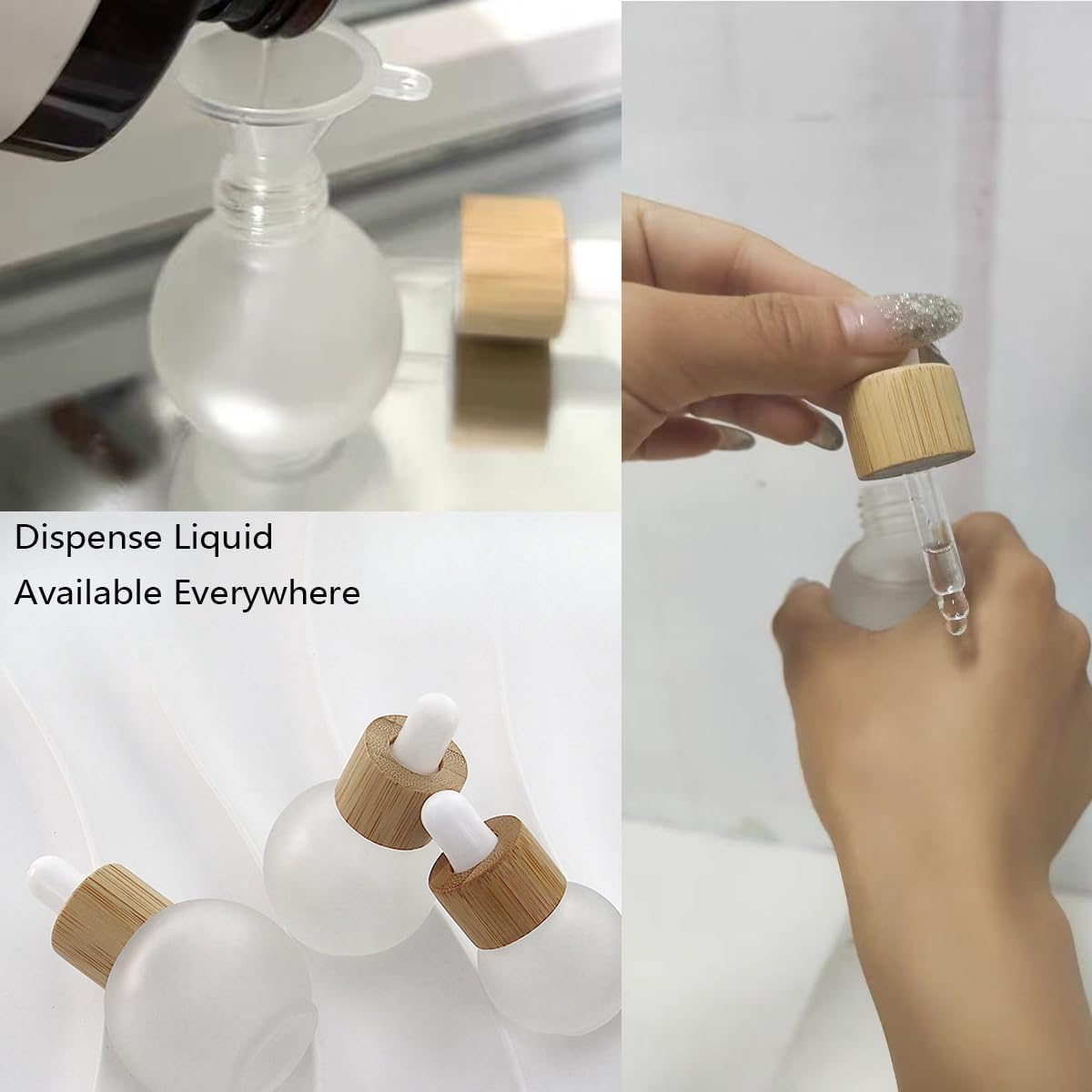 Frosted Glass Dropper Bottles 50ml Bulb Shape Essential Oil Dropper Bottle Perfume Dispenser Bottle with Small Funnel for Essential Oils, Perfume and Other DIY Liquids (2Pcs)