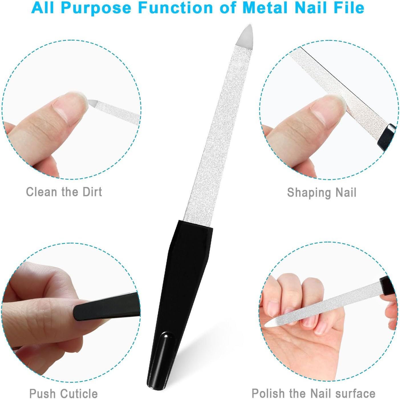 Nail File and Buffer, 17PCS Professional Manicure Kit with Metal Nail Files, Emery Boards and Buffers Block, 100/180 & 600/3000 Grit for Natural, Acrylic, Gel Nails for Home and Salon