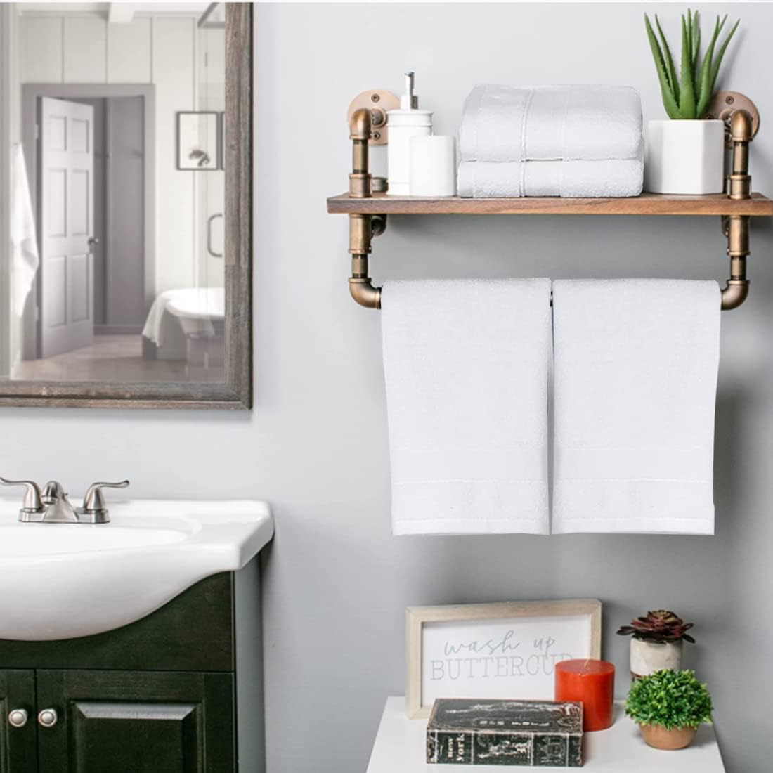 Hand Towels for Bathroom-100% Cotton Hand Towel (14 x 30Inch), Highly Absorbent and Quick Dry Face Washcloth, Home Soft Premium Towel for Hotel, Bath, Kitchen and Spa, Set of 2 (White)