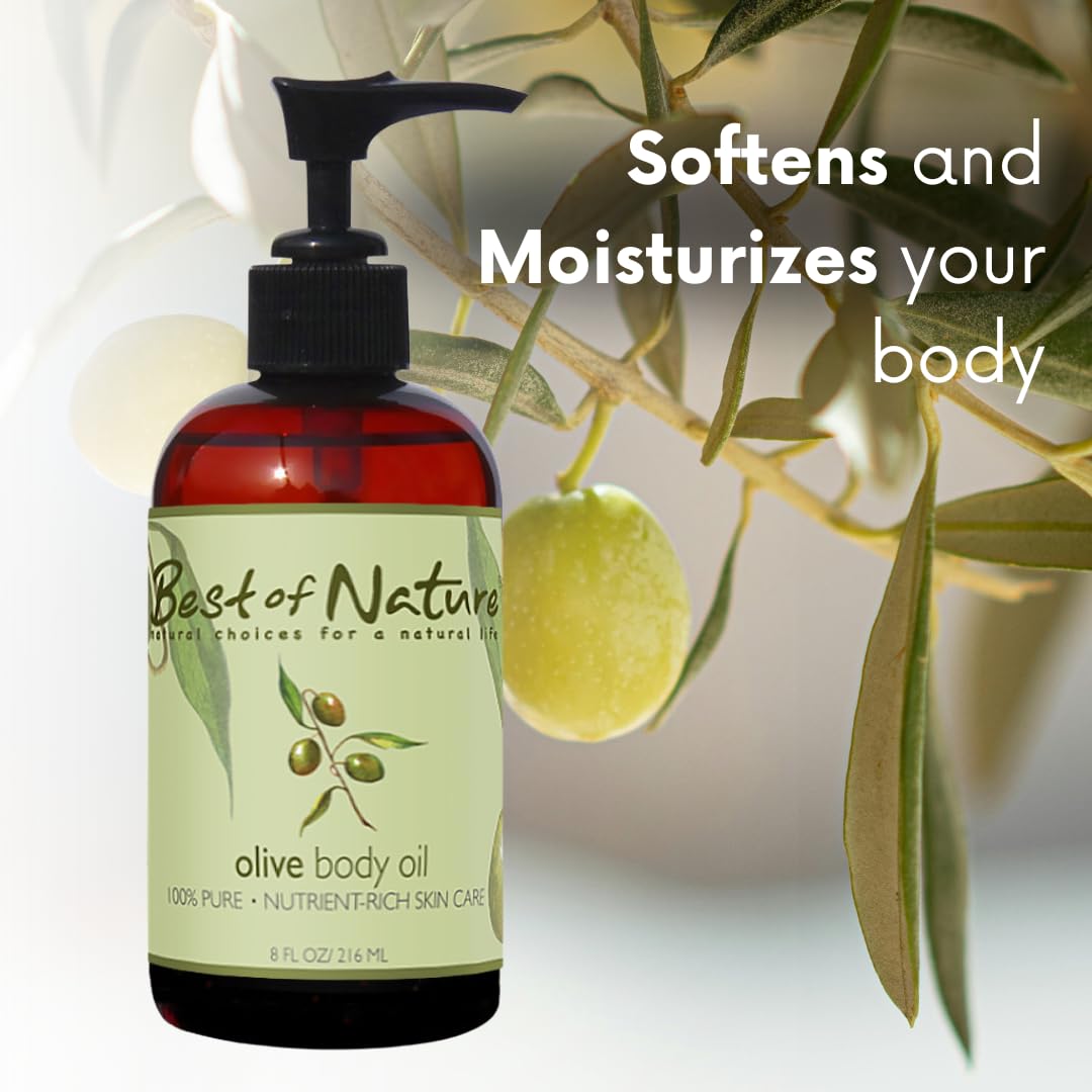 Best of Nature 100% Pure Olive Massage & Body Oil – Cold Pressed, Natural & Unscented Moisturizer for Skin, Hair & Bath, 1 Gallon (128 fl oz)