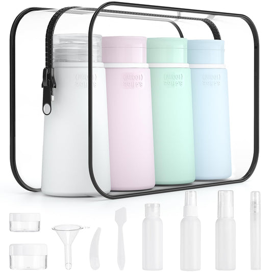 Valourgo 15 Pack Travel Bottles Set, TSA Approved Leak Proof Silicone Travel Containers Jar for Toiletries, Lotion Body Wash, Travel Essentials