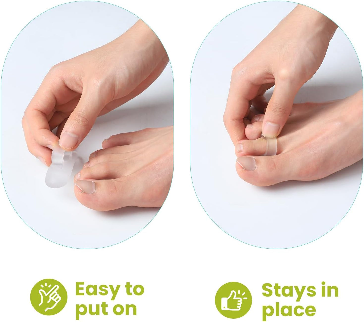 Bukihome Hammertoe Corrector Gel Toe Straighteners - 12 pcs Support Crest for Women & Men - Realign Bent, Crooked, Curled, Claw, Hammer Toes - Clear,Single Loop