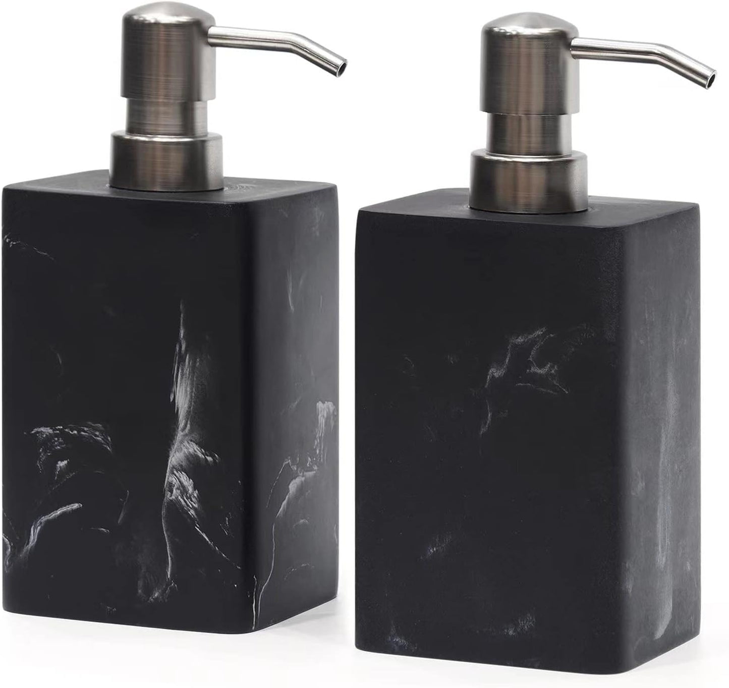 2 Pack Refillable Hand Soap Dispenser with Brushed Nickel Pump - Black